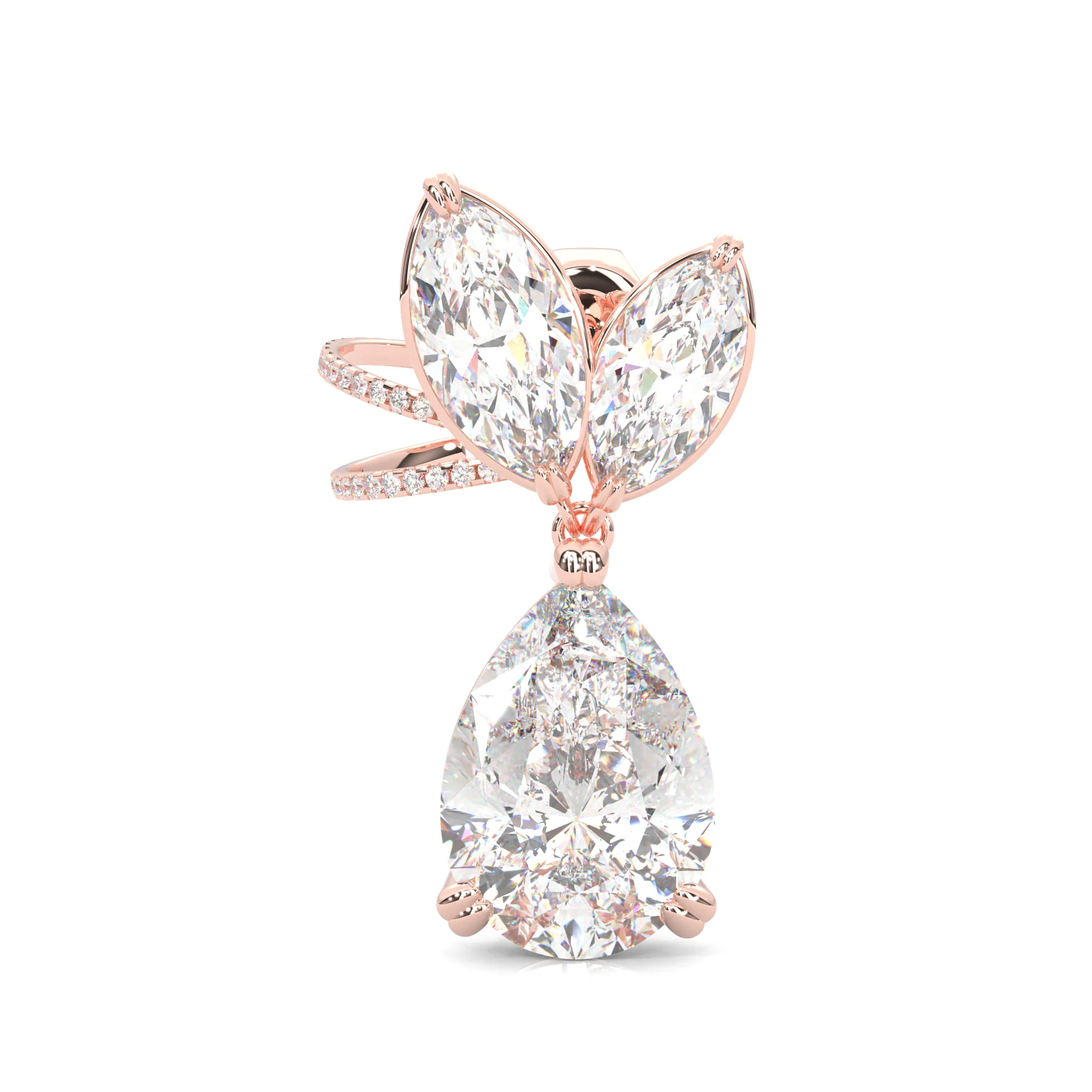 Bunny Pear Drop Earrings  ( Rose Gold 14k ) - Image 3