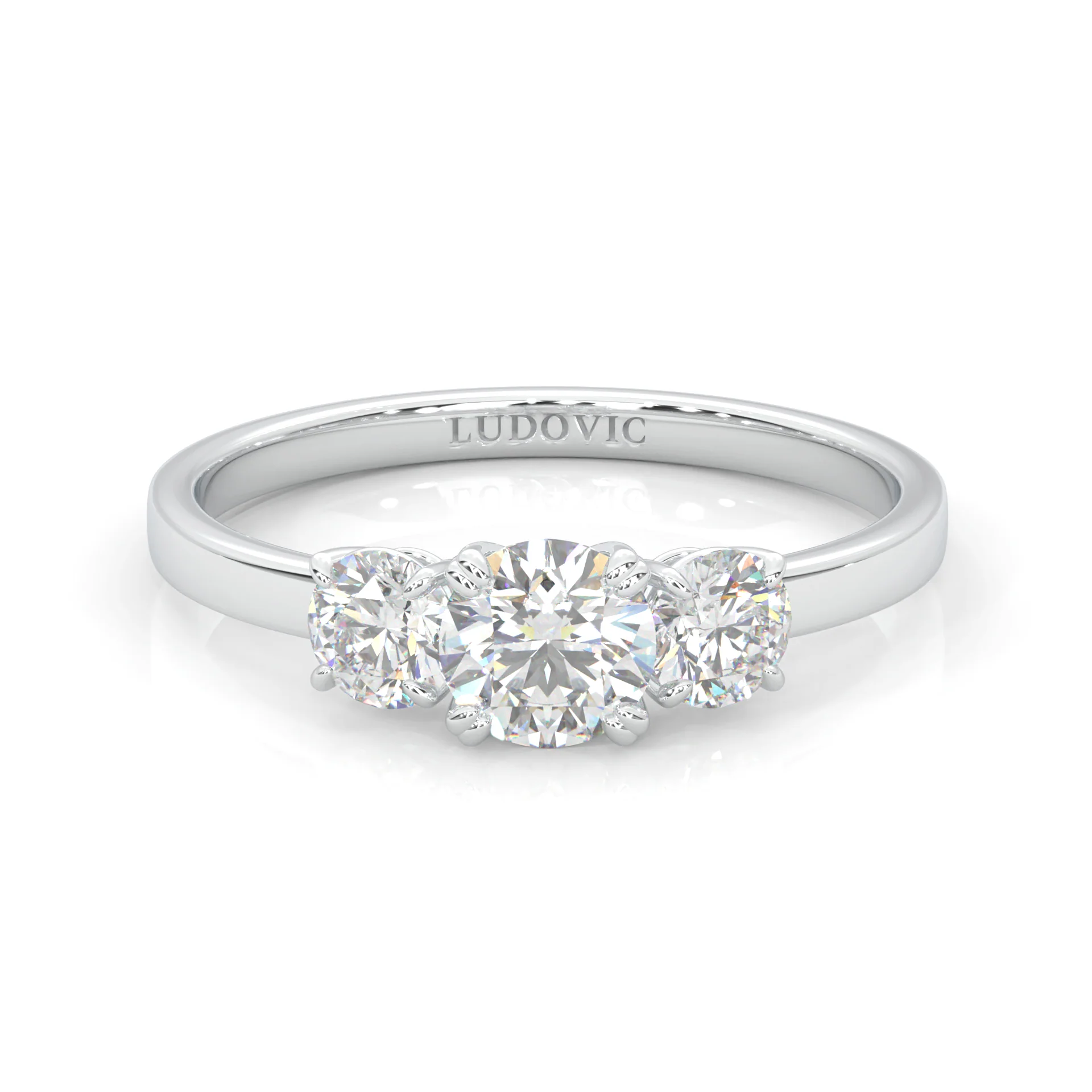 Classic Three-Stone Wedding Set (14k Solid Gold) - Image 4