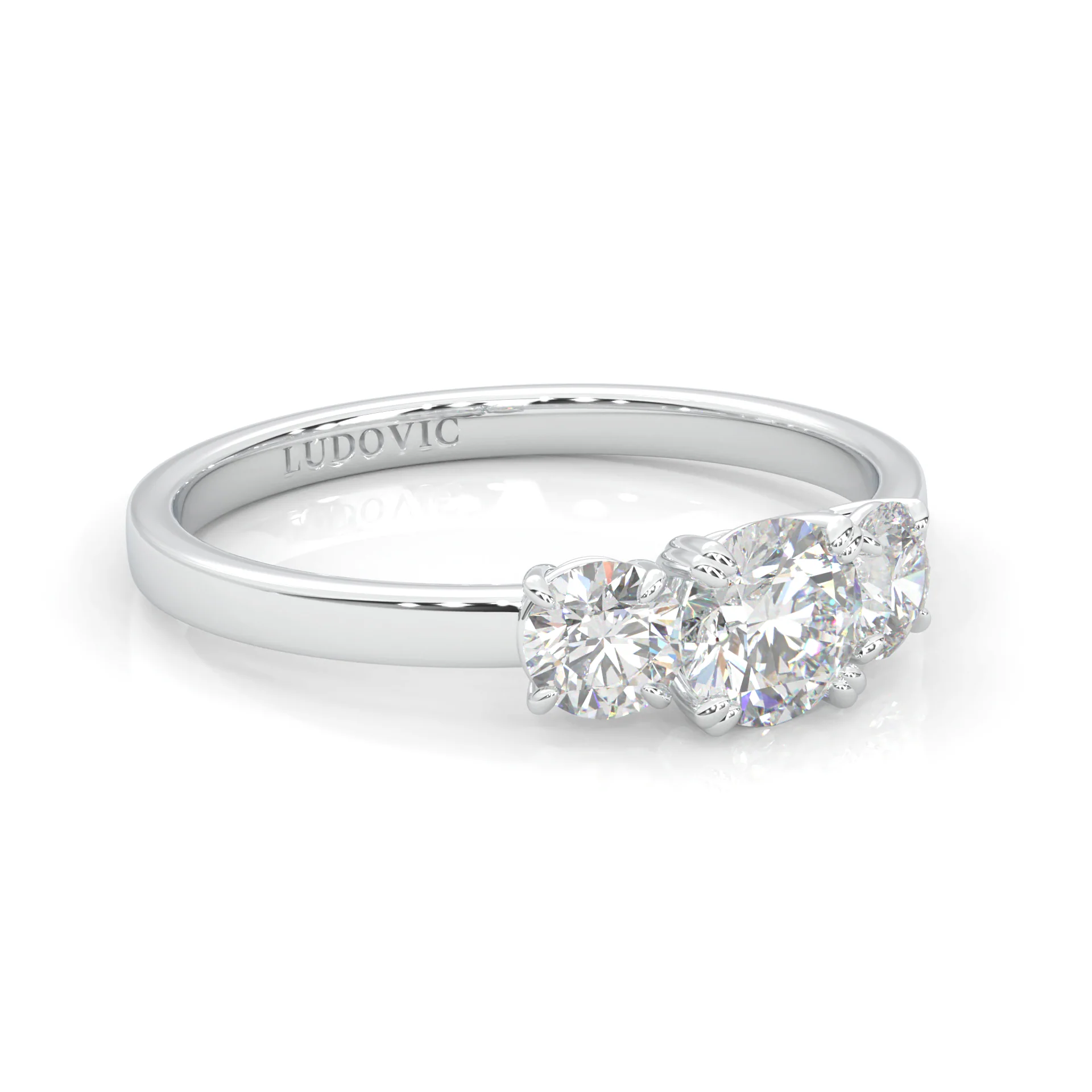 Classic Three-Stone Wedding Set (14k Solid Gold) - Image 5