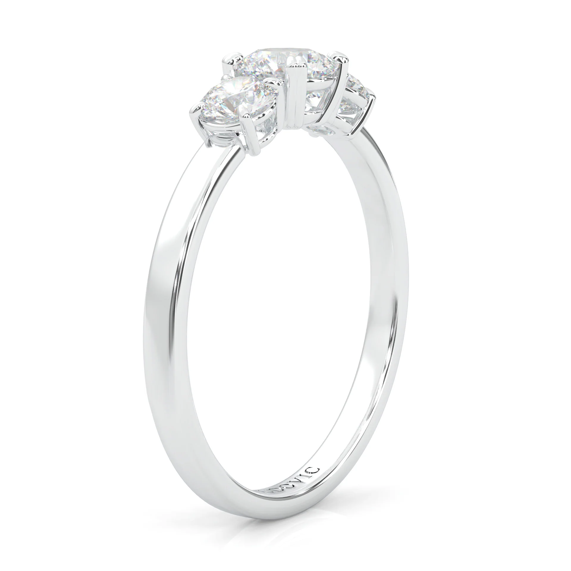 Classic Three-Stone Wedding Set (14k Solid Gold) - Image 6