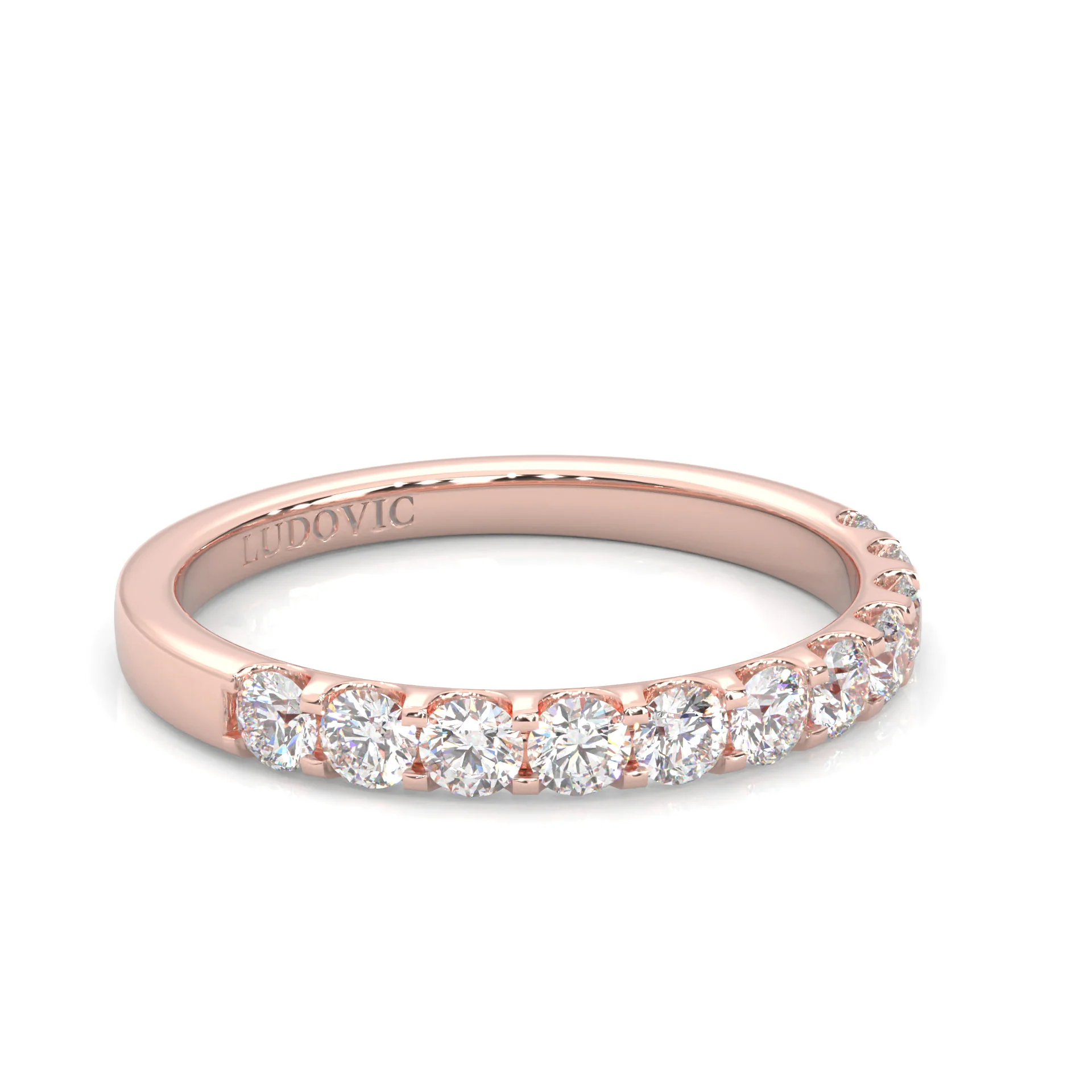 Classic Three-Stone Wedding Set (14k Solid Rose Gold) - Image 10