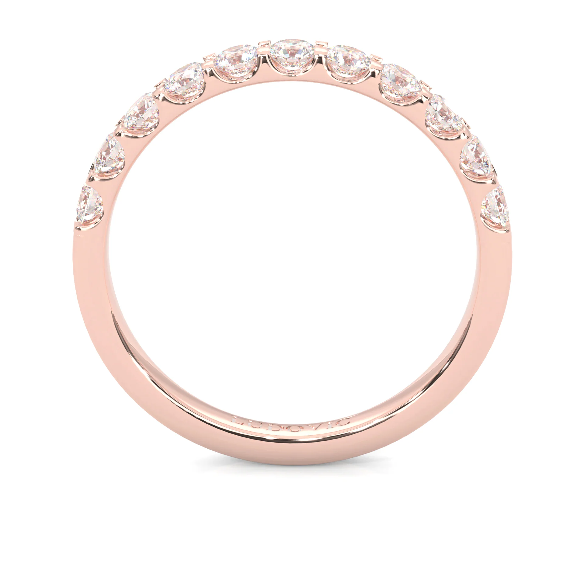 Classic Three-Stone Wedding Set (14k Solid Rose Gold) - Image 11
