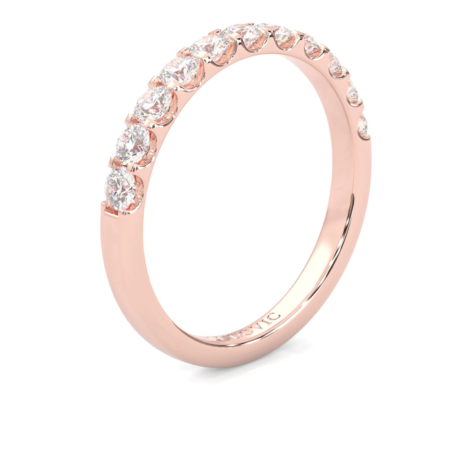 Classic Three-Stone Wedding Set (14k Solid Rose Gold) - Image 12