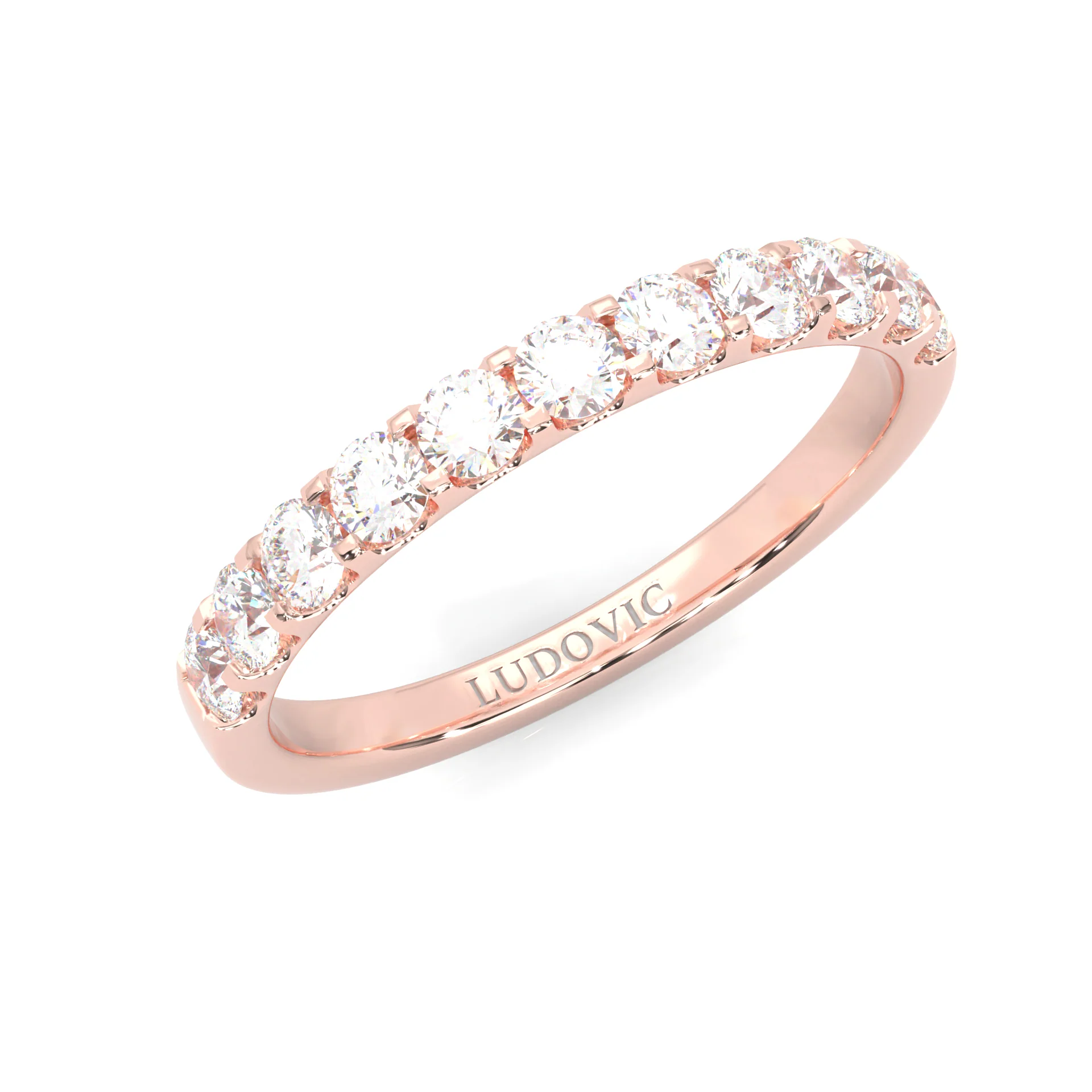 Classic Three-Stone Wedding Set (14k Solid Rose Gold) - Image 14