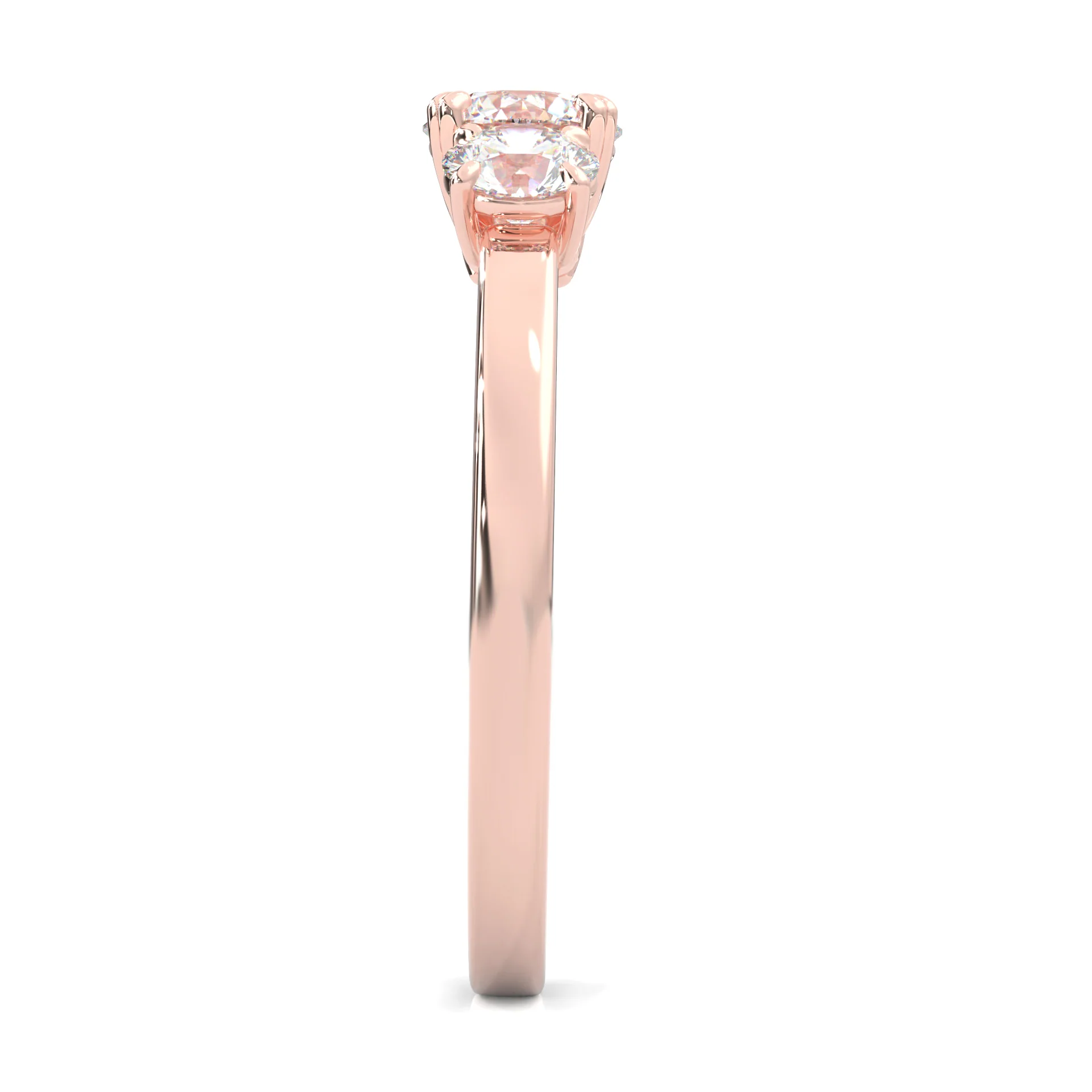 Classic Three-Stone Wedding Set (14k Solid Rose Gold) - Image 5
