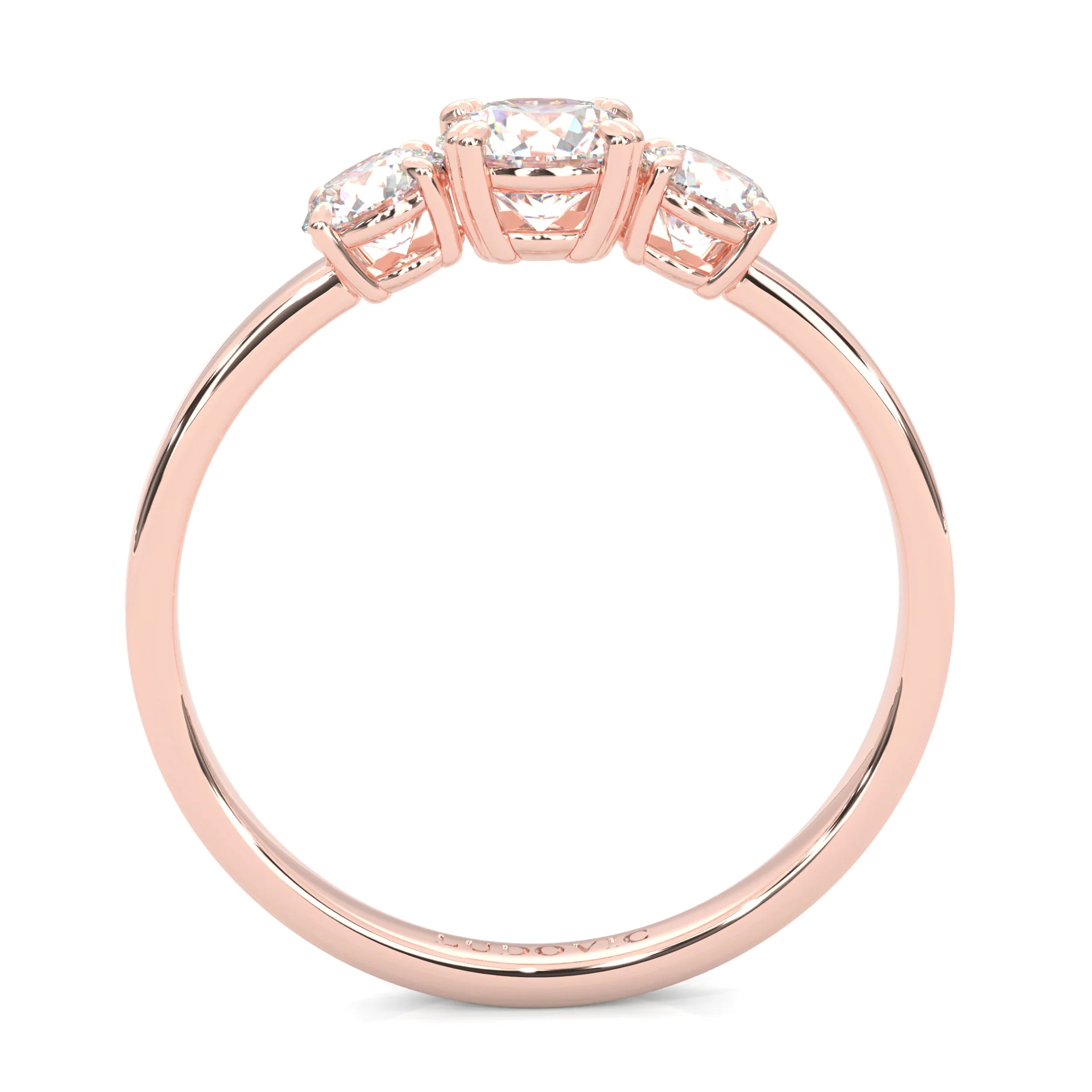 Classic Three-Stone Wedding Set (14k Solid Rose Gold) - Image 7