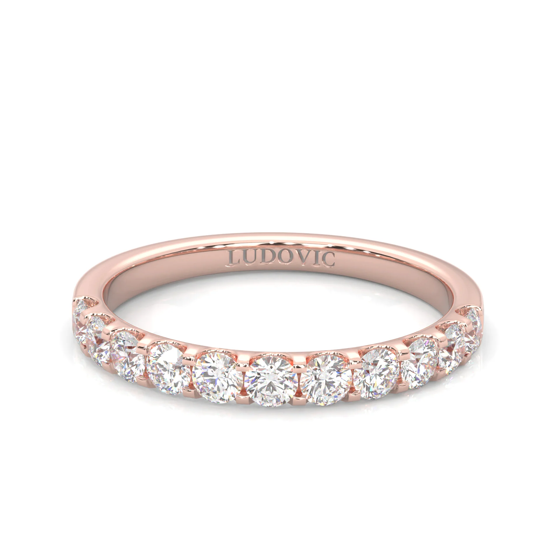 Classic Three-Stone Wedding Set (14k Solid Rose Gold) - Image 9