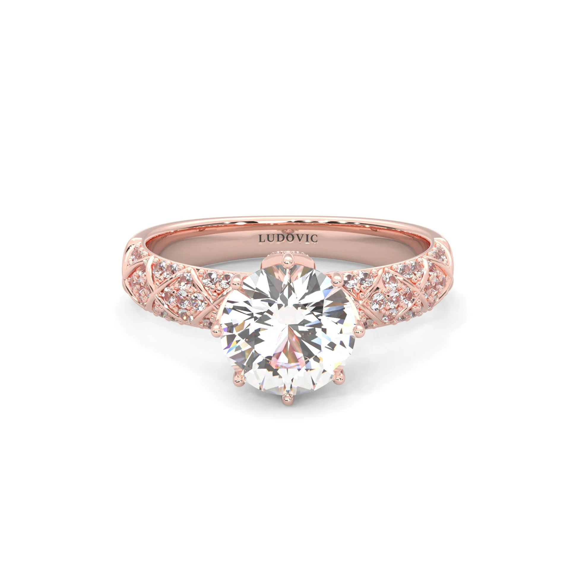 l'Ornament Lustré Moissanite Engagement Ring ( Rose Gold 14K )