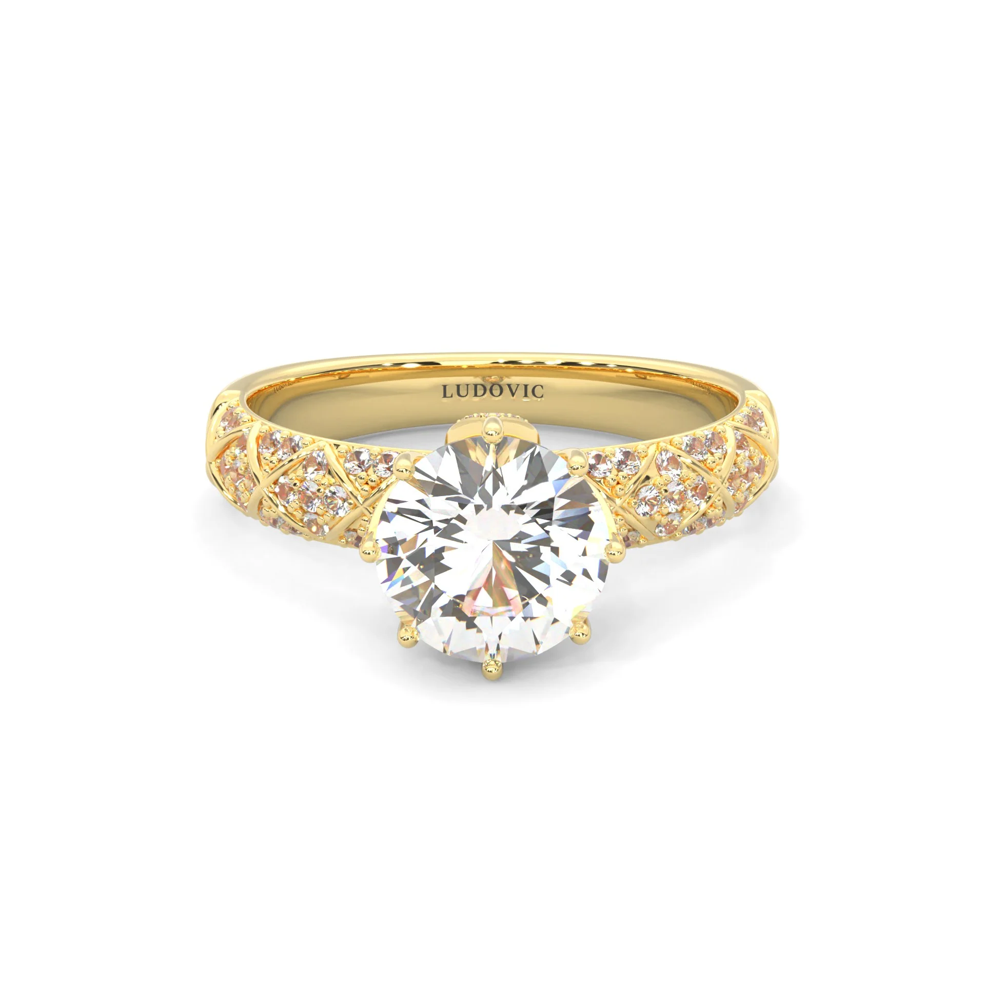 l'Ornament Lustré Moissanite Engagement Ring ( Yellow Gold 14K )