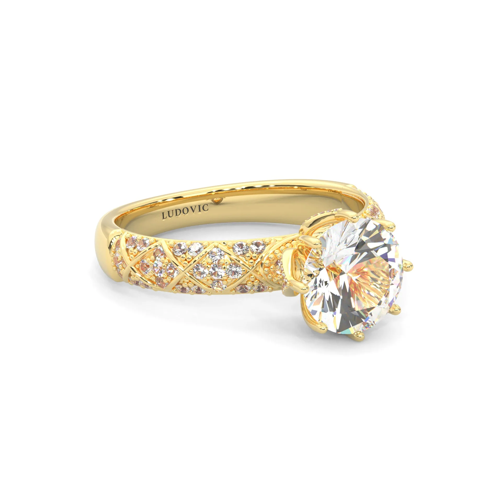 l'Ornament Lustré Moissanite Engagement Ring ( Yellow Gold 14K ) - Image 3
