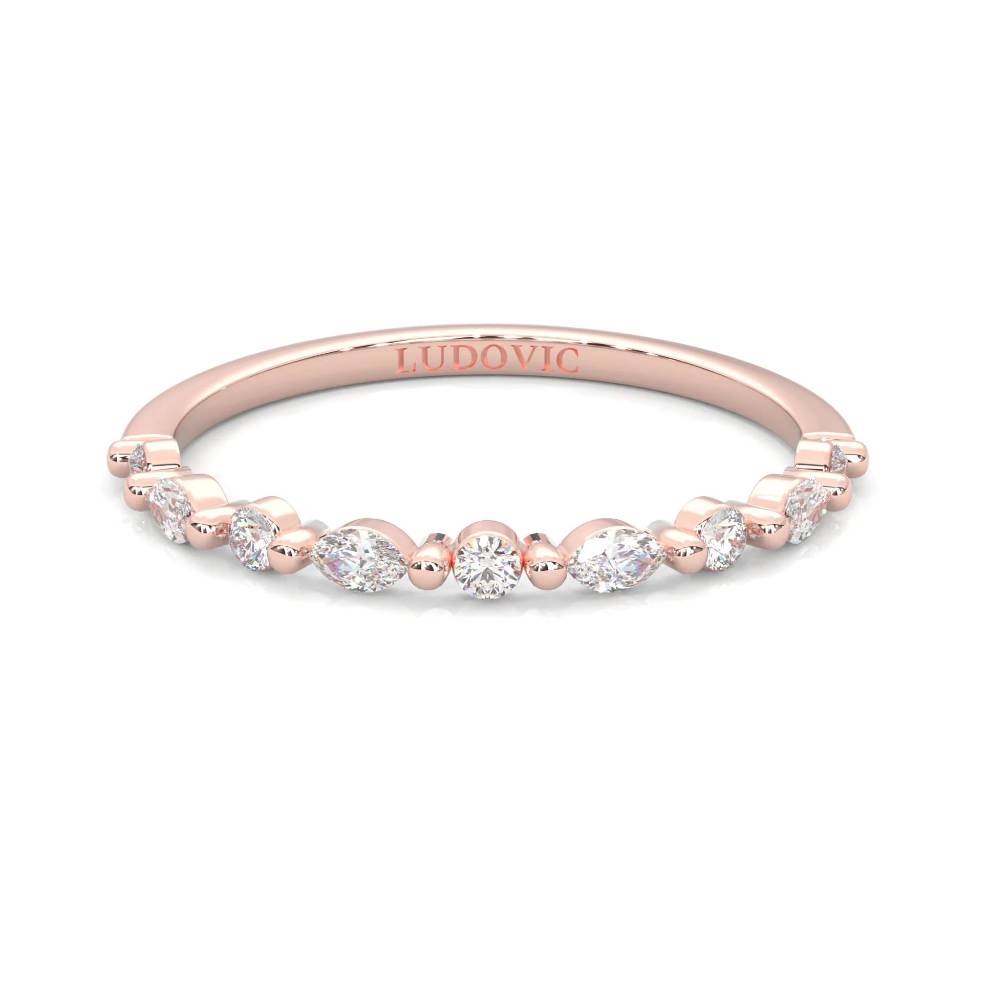 The Luminous Moissanite Wedding Band ( Rose Gold )