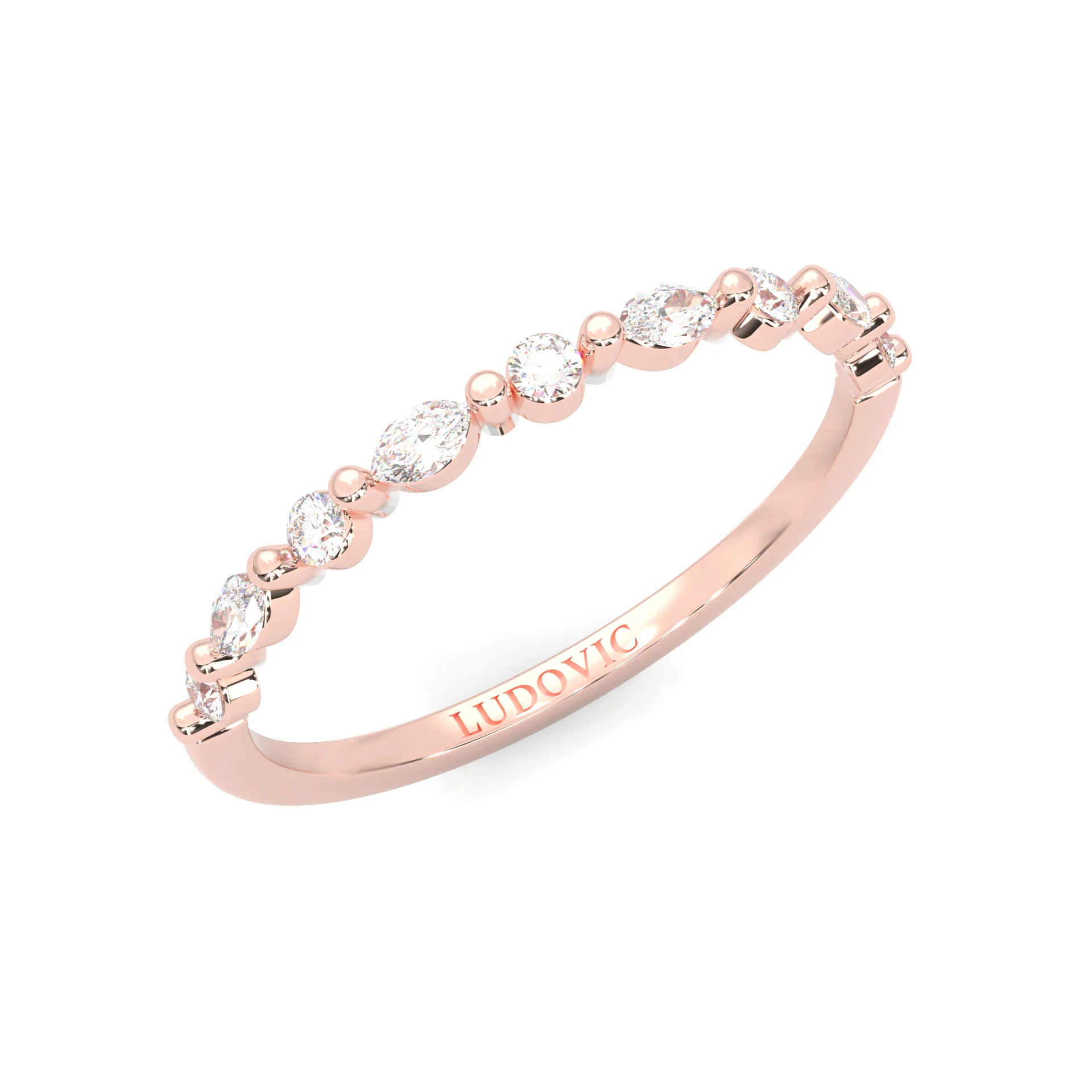 The Luminous Moissanite Wedding Band ( Rose Gold ) - Image 7