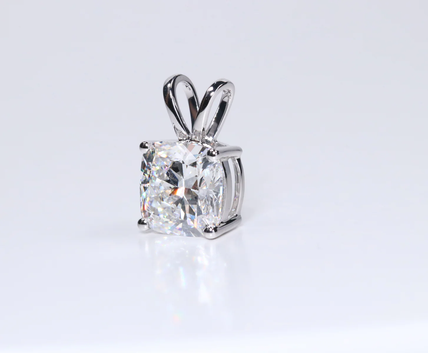 Custom Lab Diamond Pendant (Cushion Cut 3CT - 14K White Gold) – Pendant Only