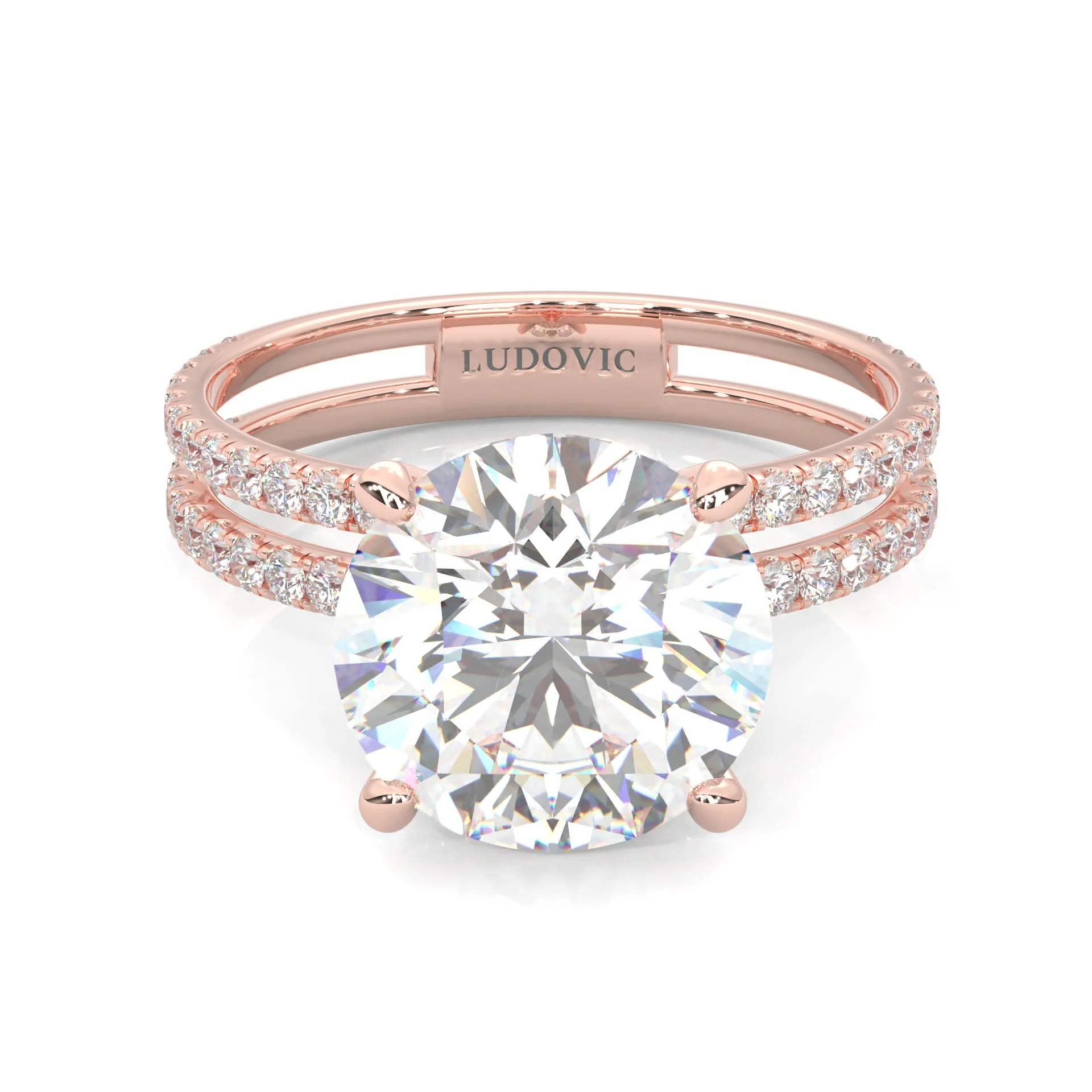 Dual Band - Hidden Halo Moissanite Engagement Ring (Rose Gold 14K )