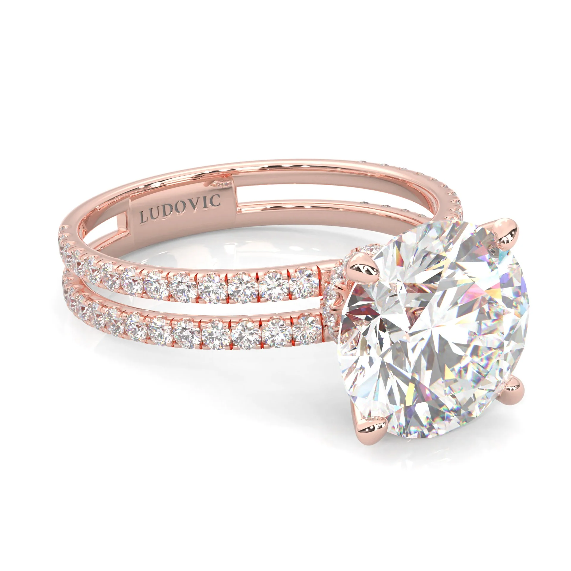 Dual Band - Hidden Halo Moissanite Engagement Ring (Rose Gold 14K ) - Image 2