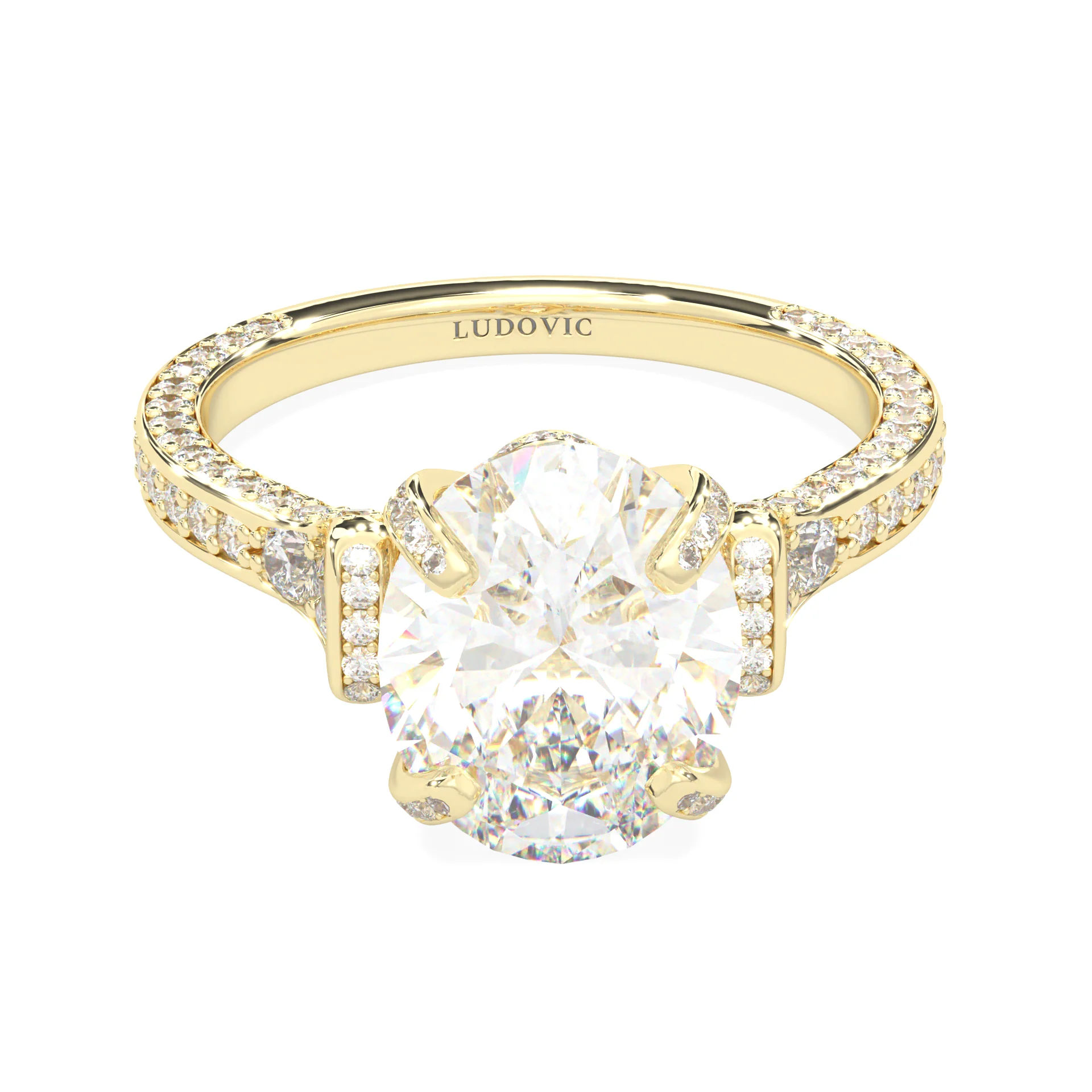 Éclat Lumière Oval Cut Lab-Grown Diamond Ring (14k Yellow Gold - 2.5CT Main Stone)