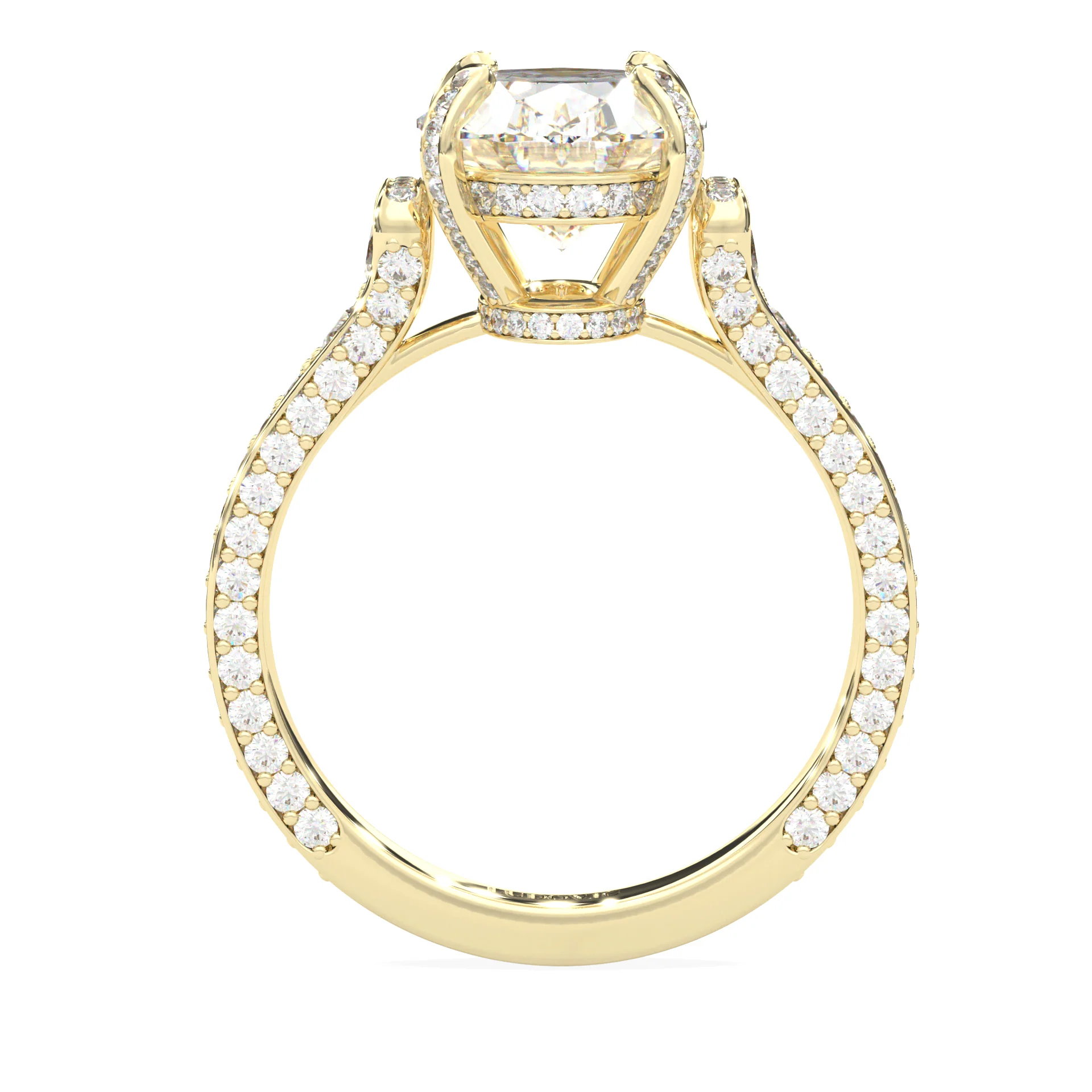 Éclat Lumière Oval Cut Lab-Grown Diamond Ring (14k Yellow Gold - 2.5CT Main Stone) - Image 2
