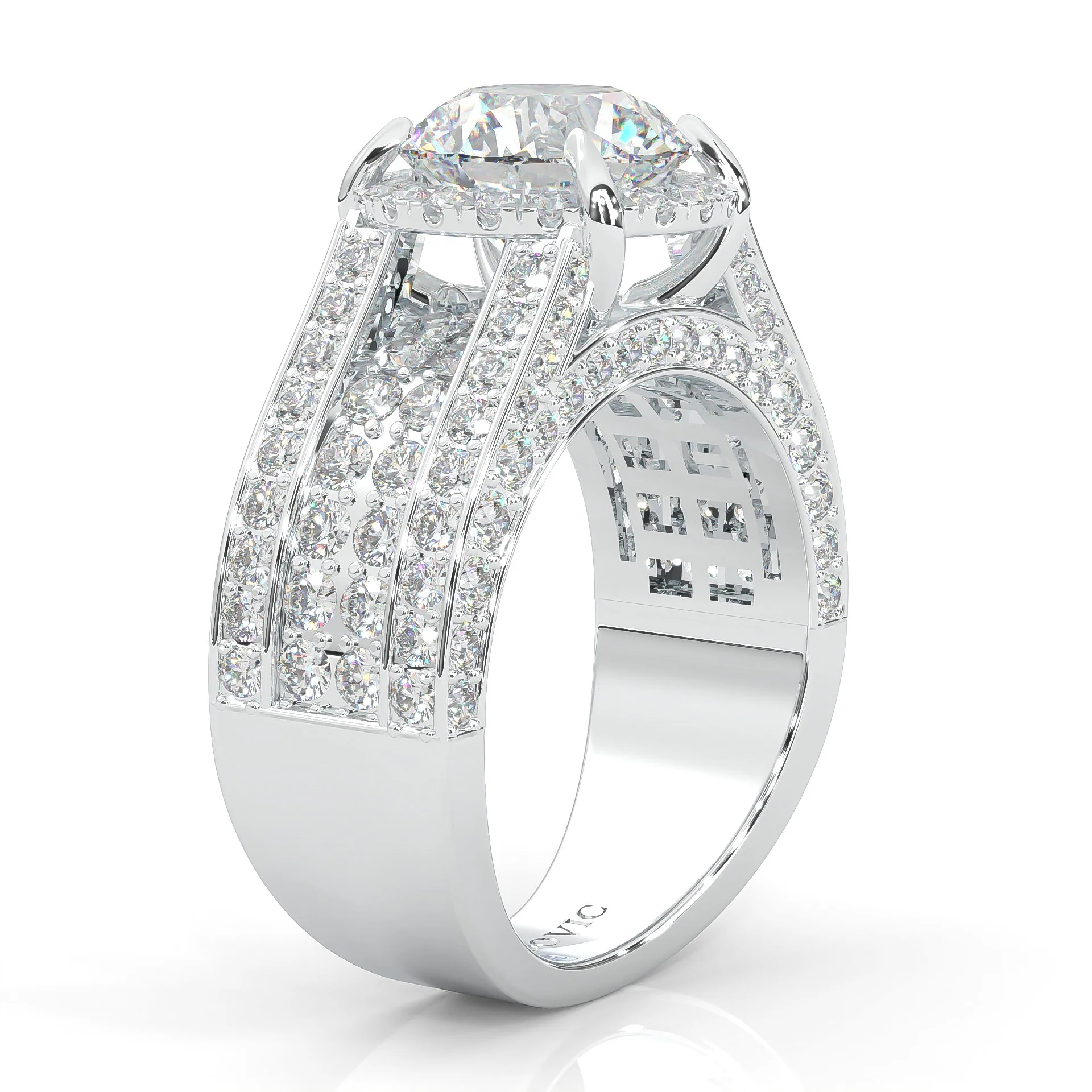 Fourfold Stones Halo Moissanite (14k Solid Gold) - Image 5