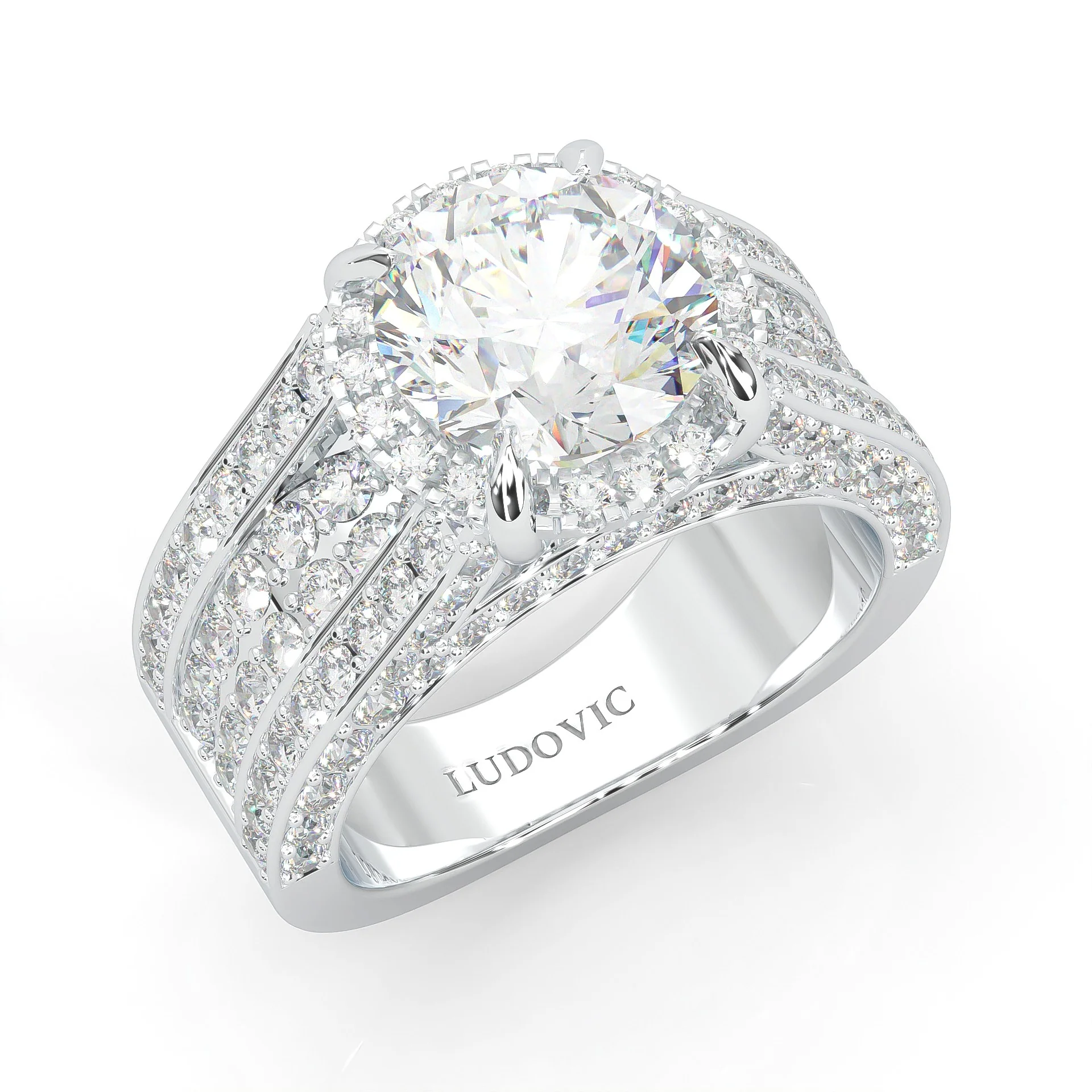Fourfold Stones Halo Moissanite (14k Solid Gold) - Image 7