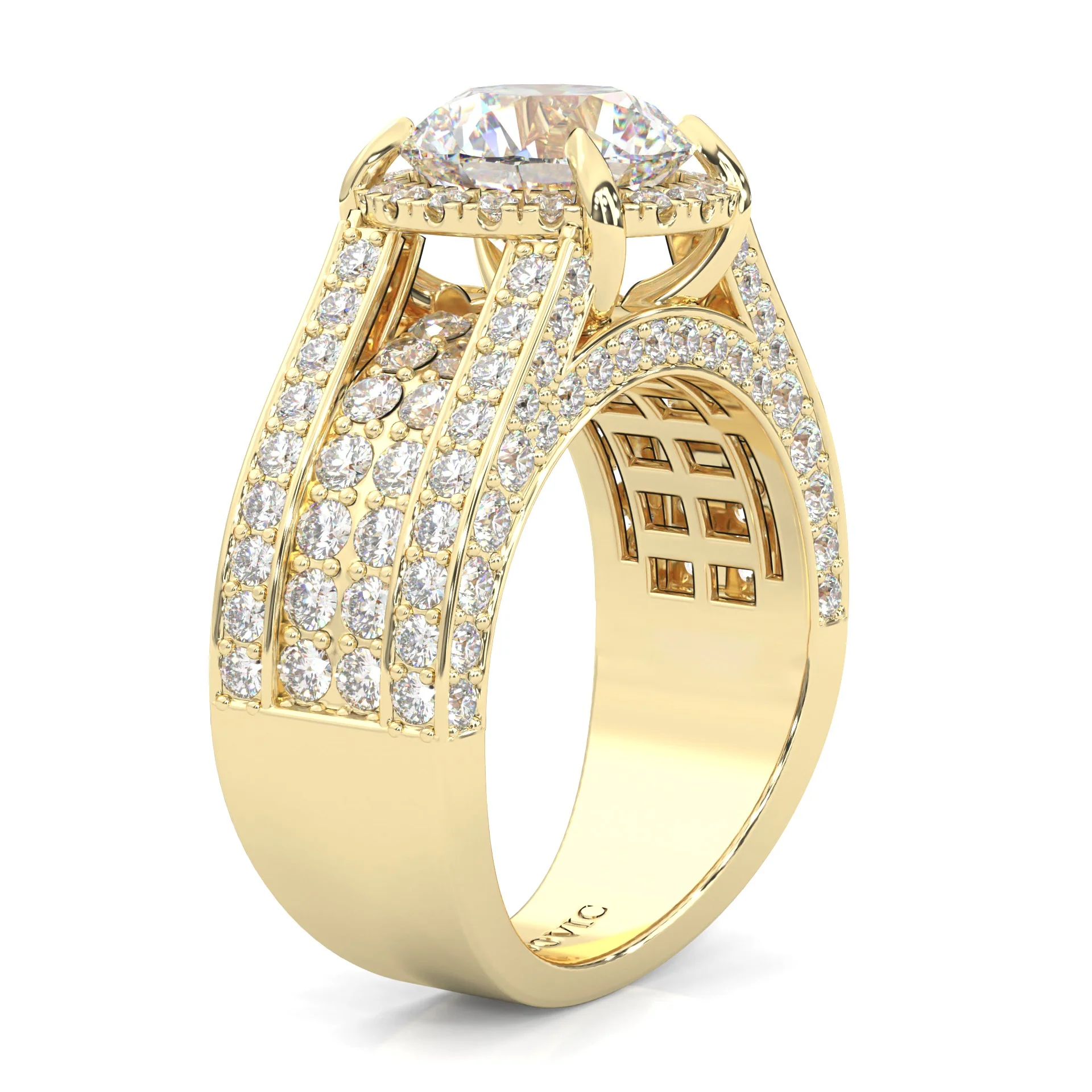 Fourfold Stones Halo Moissanite ( Yellow Gold 14K ) - Image 4