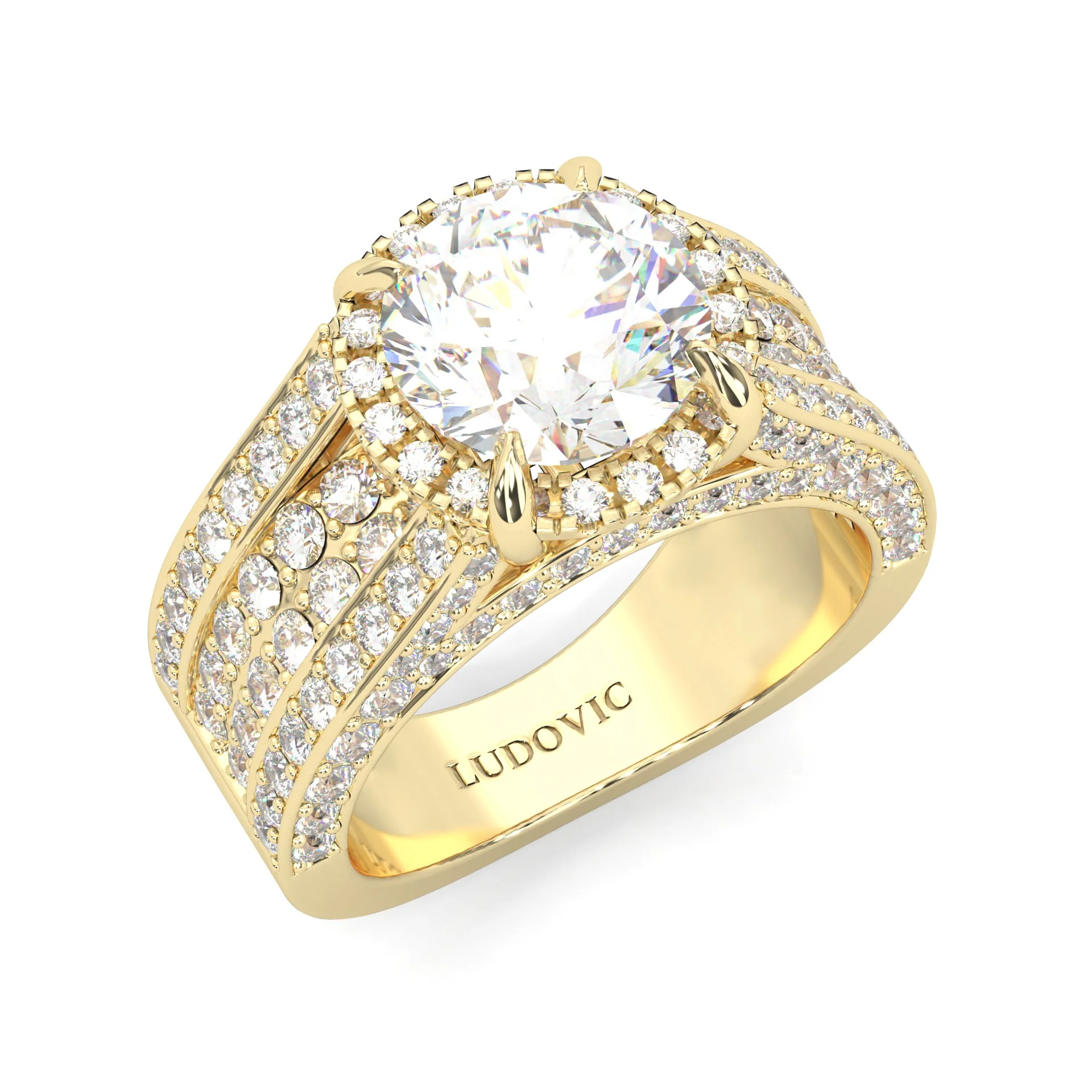 Fourfold Stones Halo Moissanite ( Yellow Gold 14K ) - Image 6