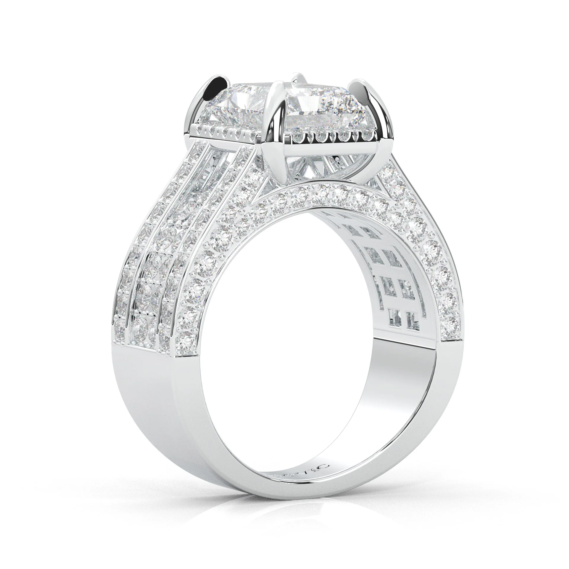 Fourfold Stones Halo Radiant Cut (Platinum-Plated Silver) - Image 5