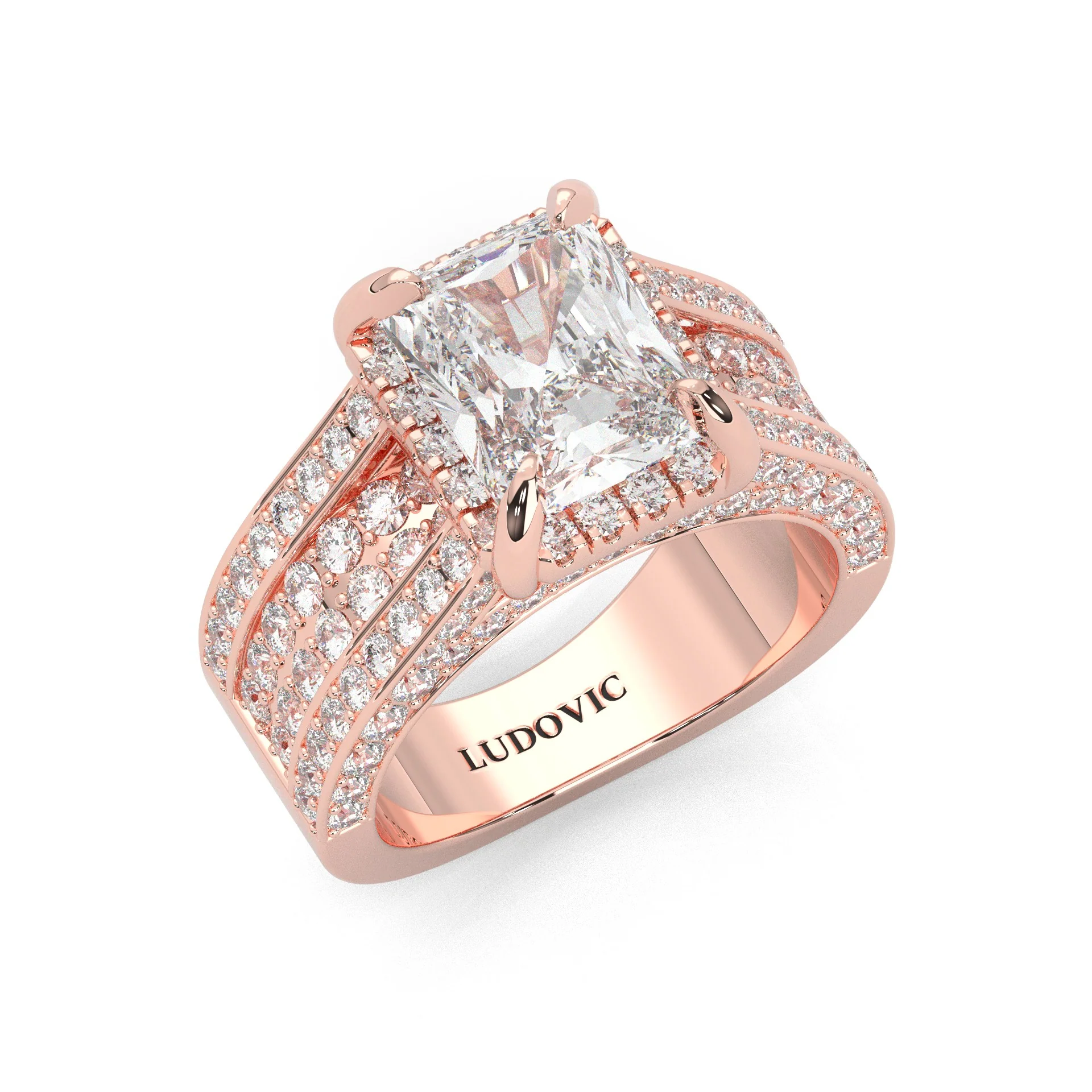 Fourfold Stones Halo Radiant Cut ( Rose Gold 14K ) - Image 6