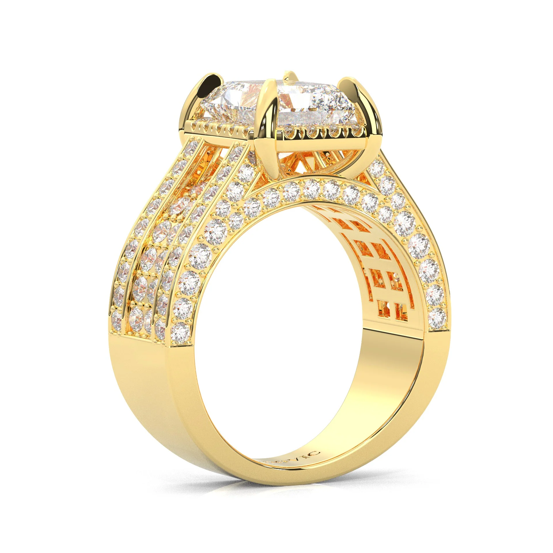 Fourfold Stones Halo Radiant Cut ( Yellow Gold 14K ) - Image 5