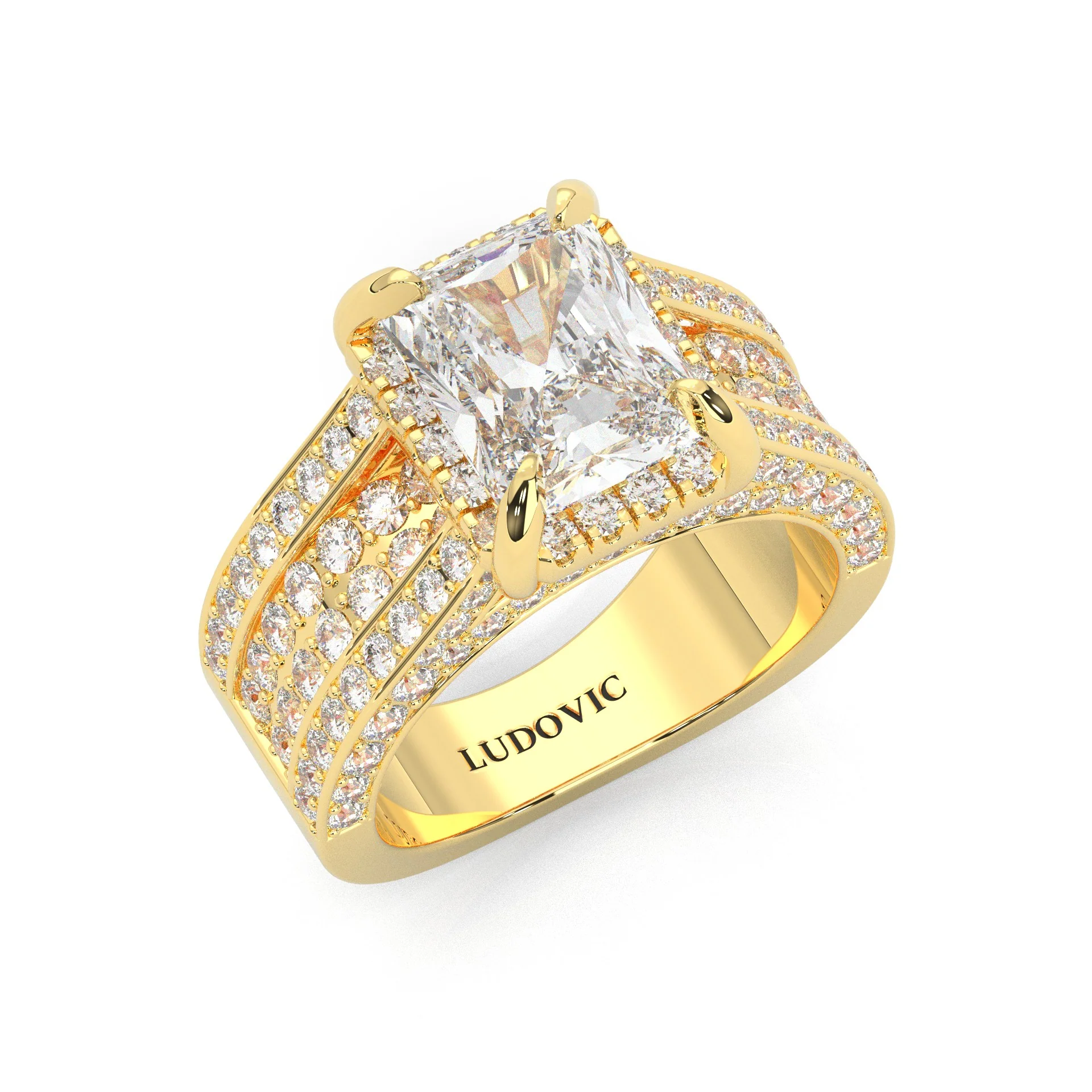 Fourfold Stones Halo Radiant Cut ( Yellow Gold 14K ) - Image 6