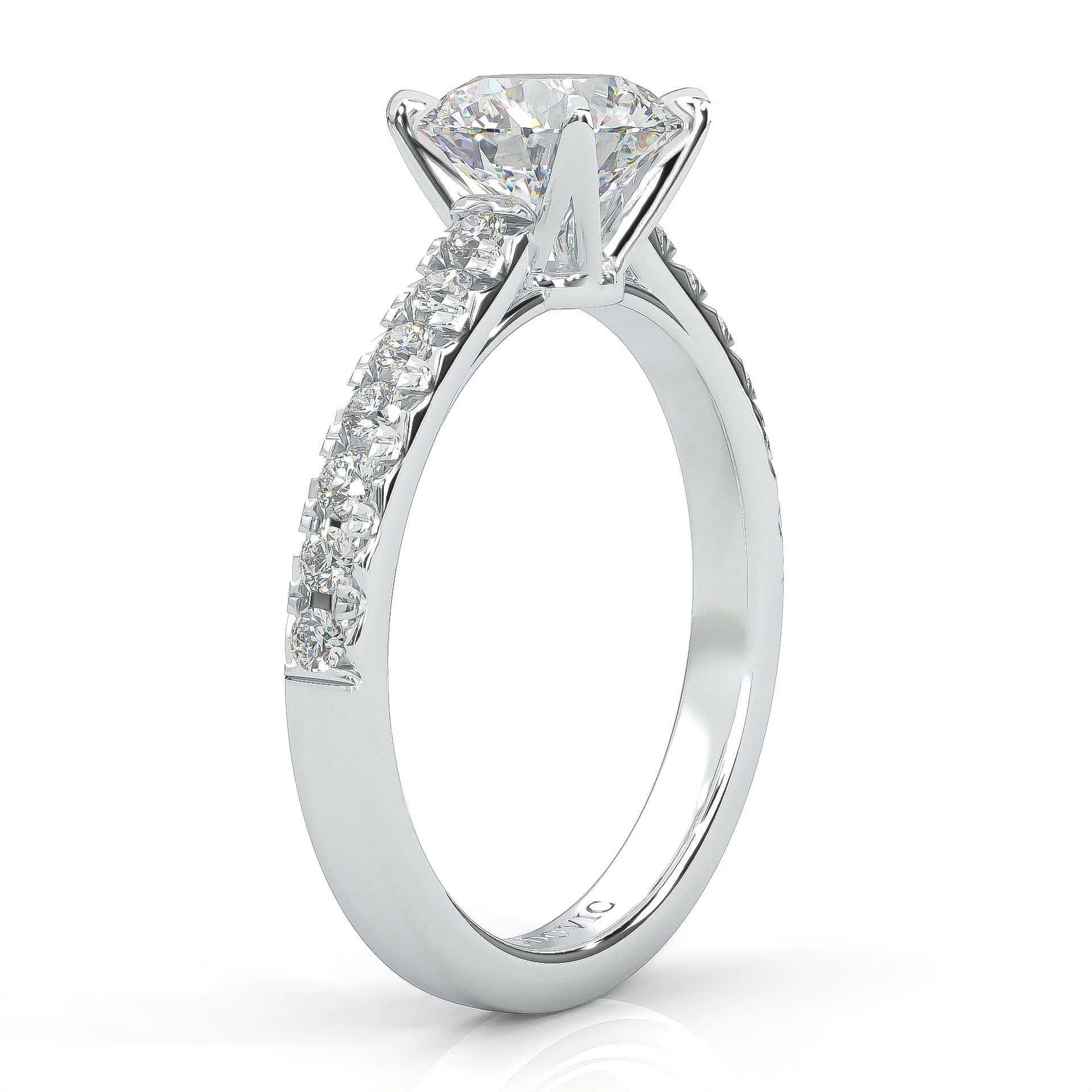 French Four Claw Moissanite Engagement Ring (14k Solid Gold) - Image 4