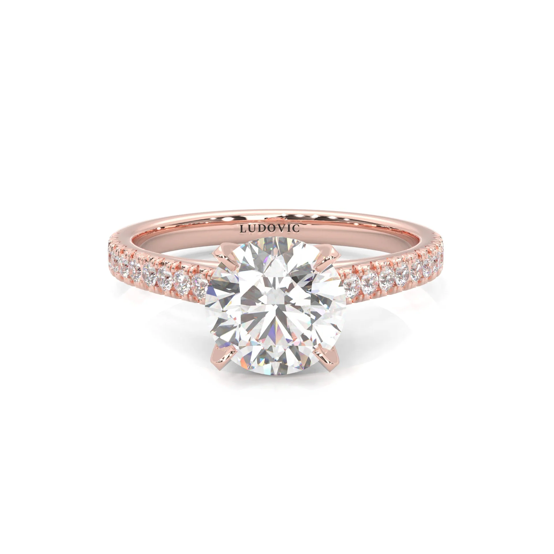 French Four Claw Moissanite Engagement Ring ( Rose Gold 14K )