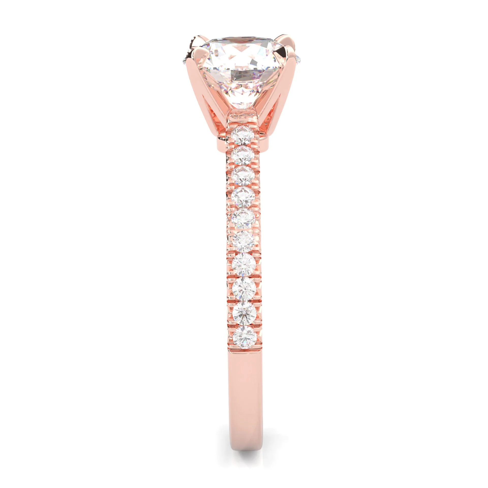 French Four Claw Moissanite Engagement Ring ( Rose Gold 14K ) - Image 4