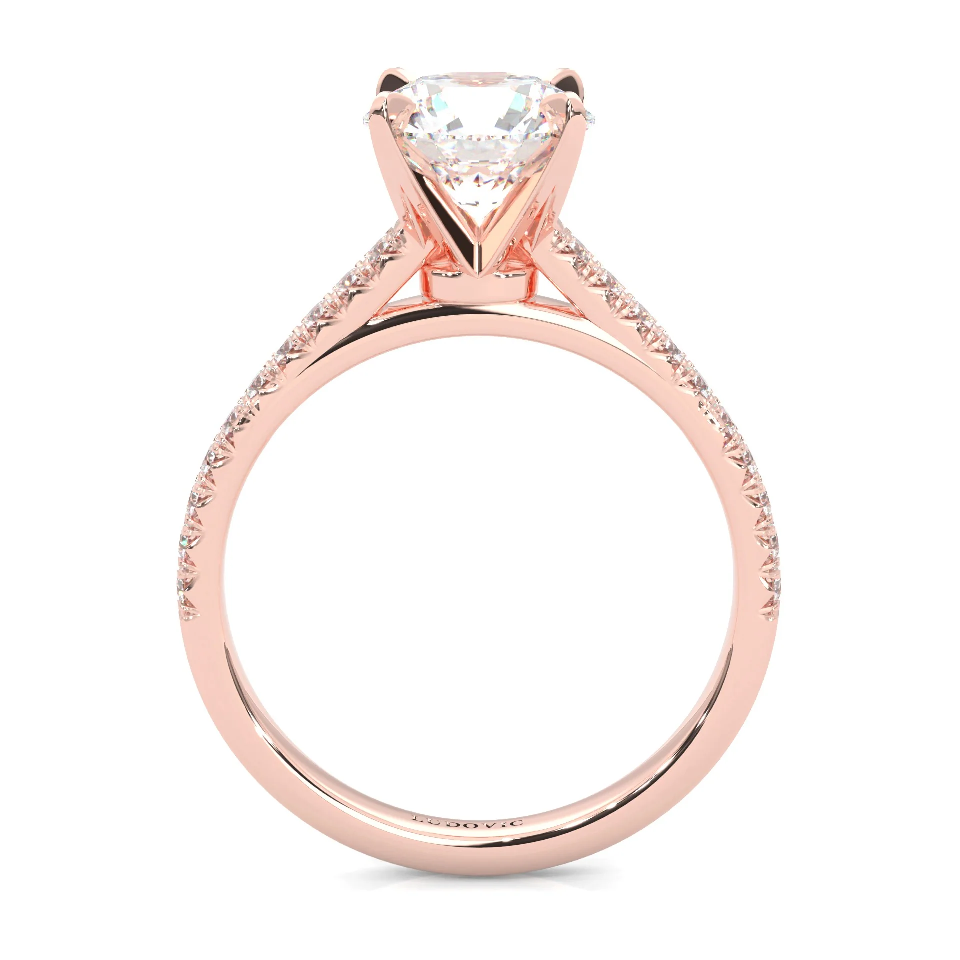 French Four Claw Moissanite Engagement Ring ( Rose Gold 14K ) - Image 5