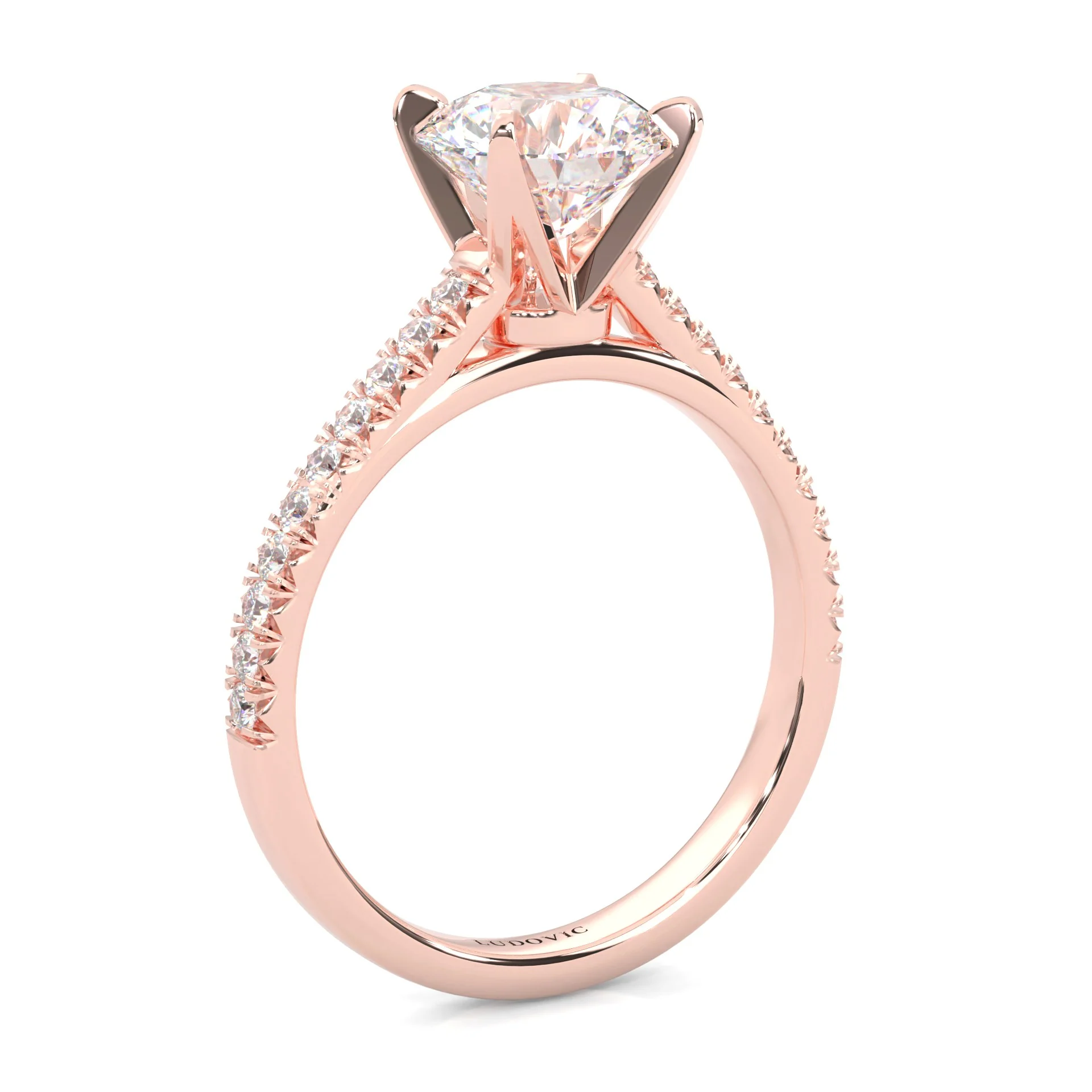 French Four Claw Moissanite Engagement Ring ( Rose Gold 14K ) - Image 6