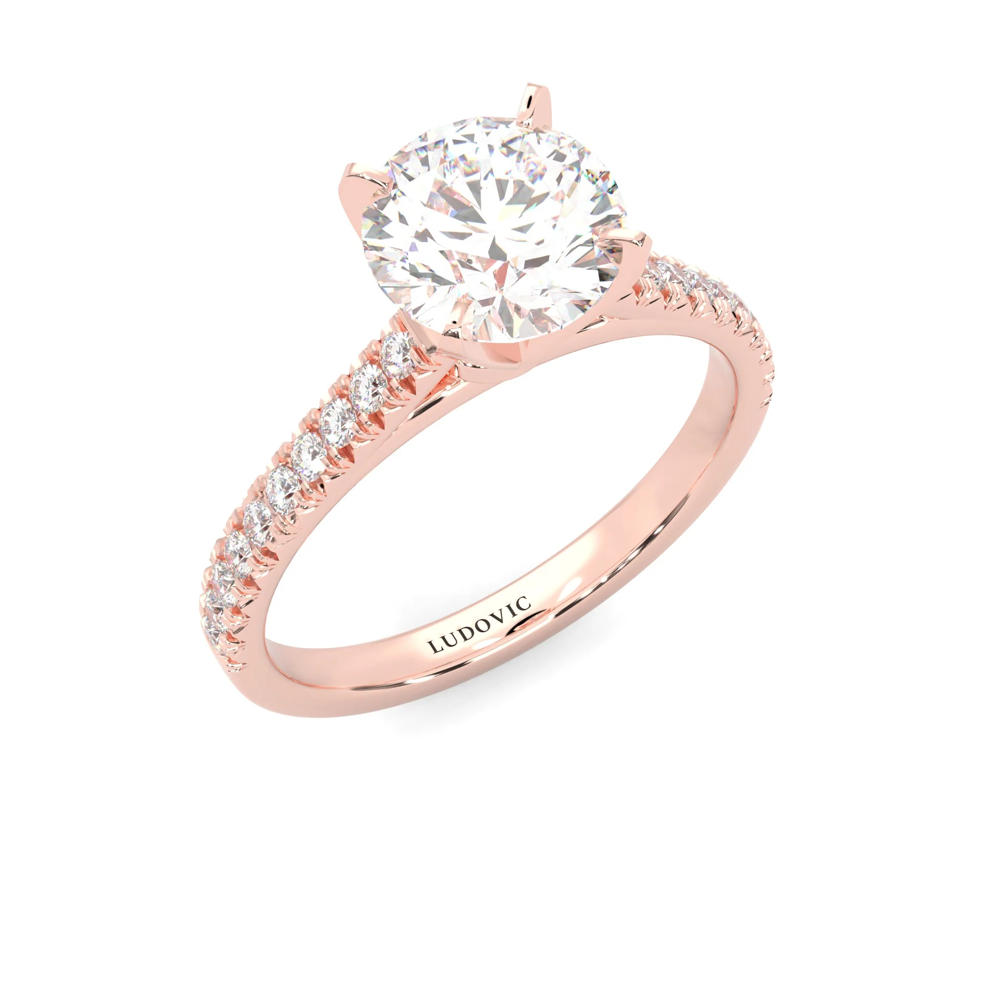 French Four Claw Moissanite Engagement Ring ( Rose Gold 14K ) - Image 7