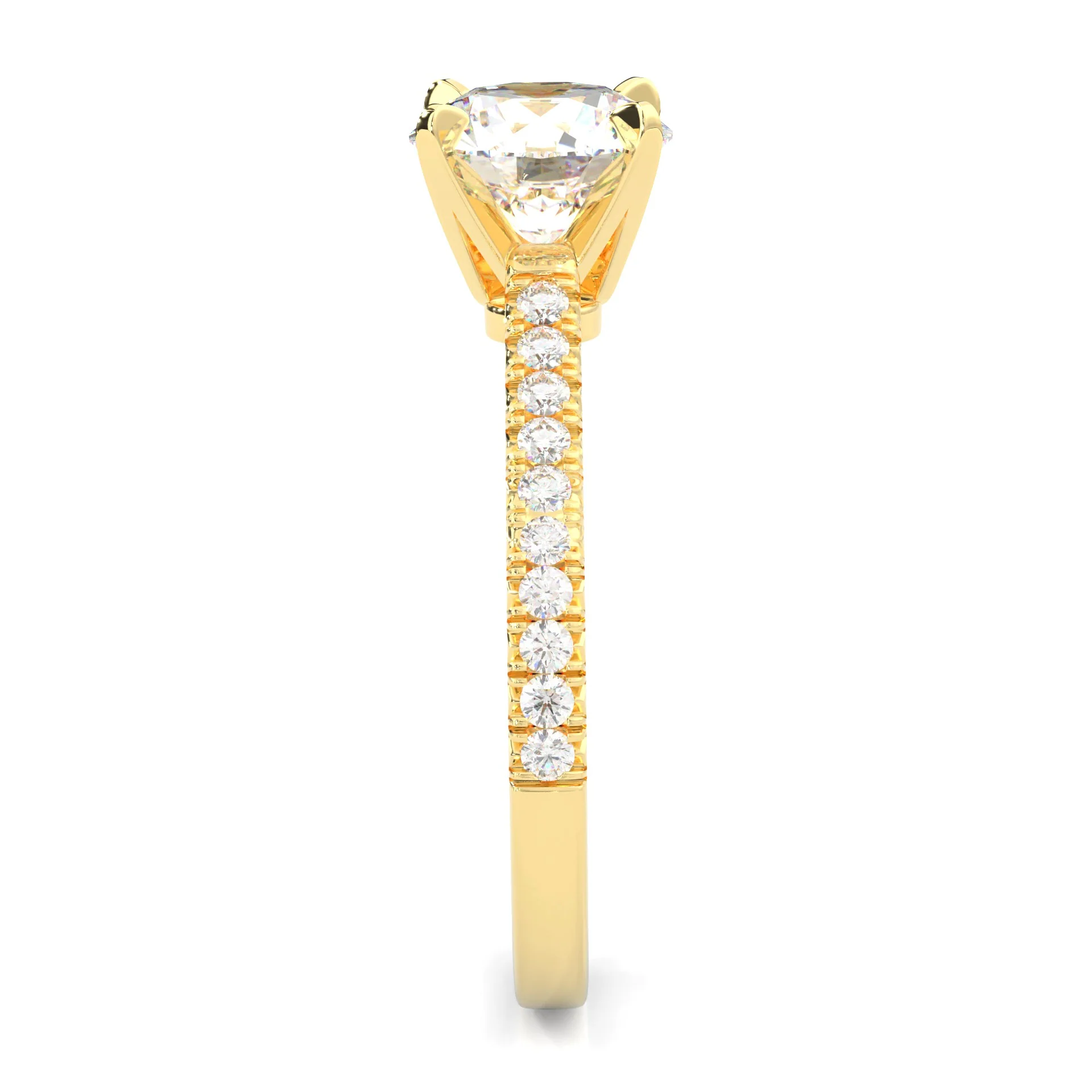French Four Claw Moissanite Engagement Ring ( Yellow Gold 14K ) - Image 4
