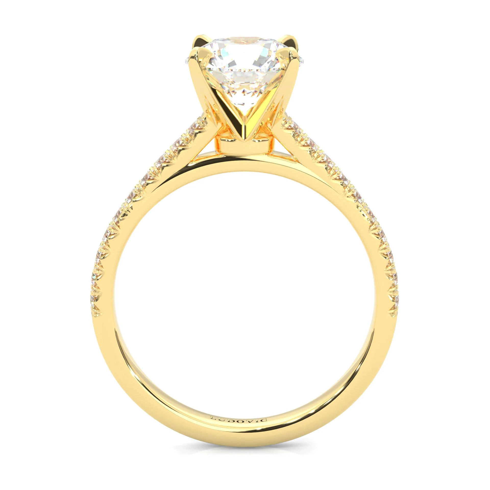 French Four Claw Moissanite Engagement Ring ( Yellow Gold 14K ) - Image 5
