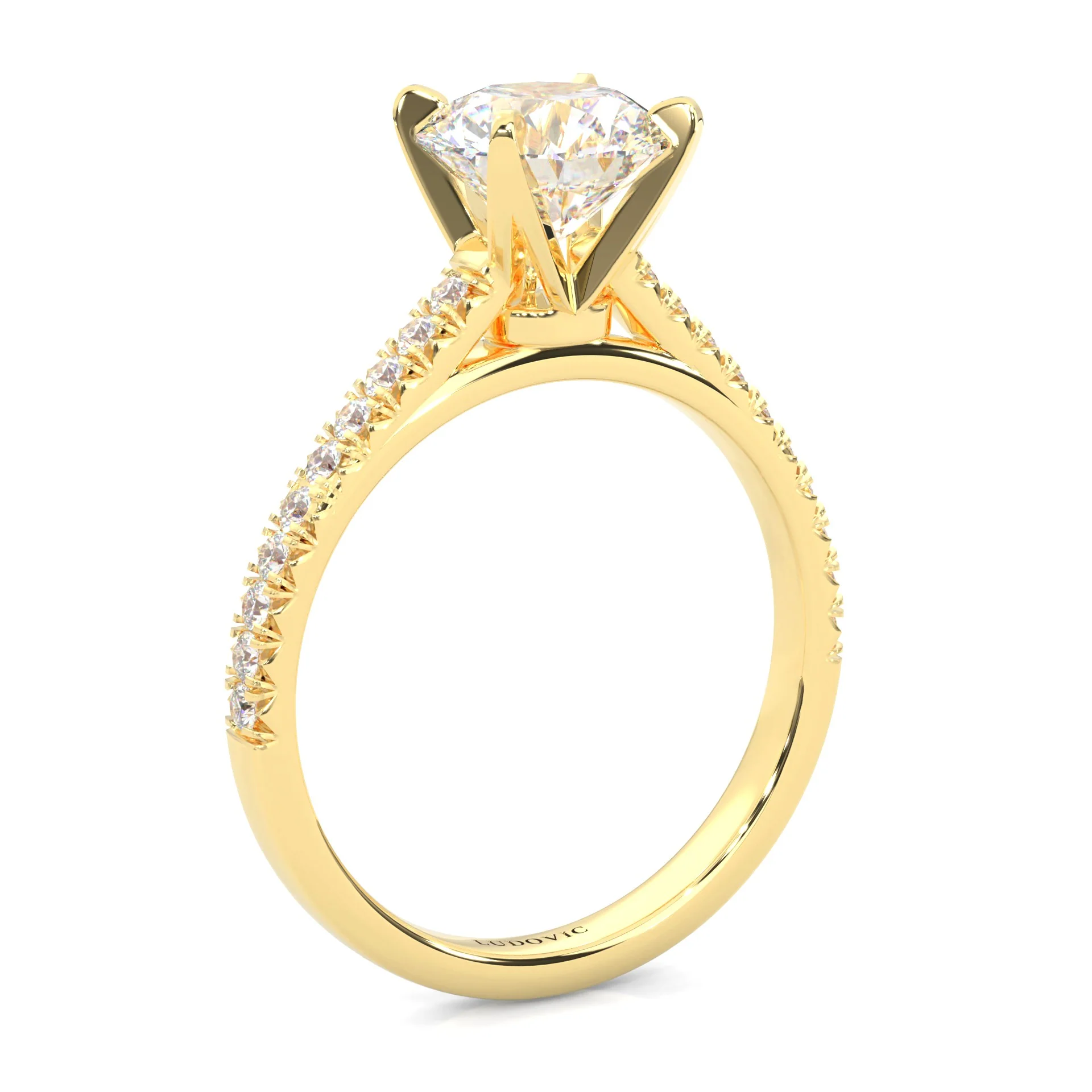 French Four Claw Moissanite Engagement Ring ( Yellow Gold 14K ) - Image 6