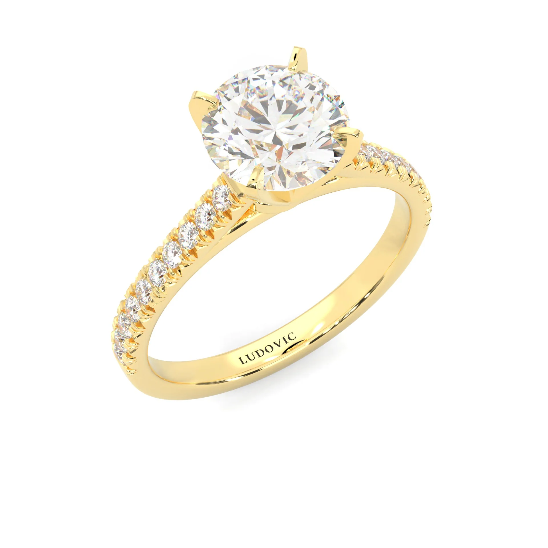 French Four Claw Moissanite Engagement Ring ( Yellow Gold 14K ) - Image 7