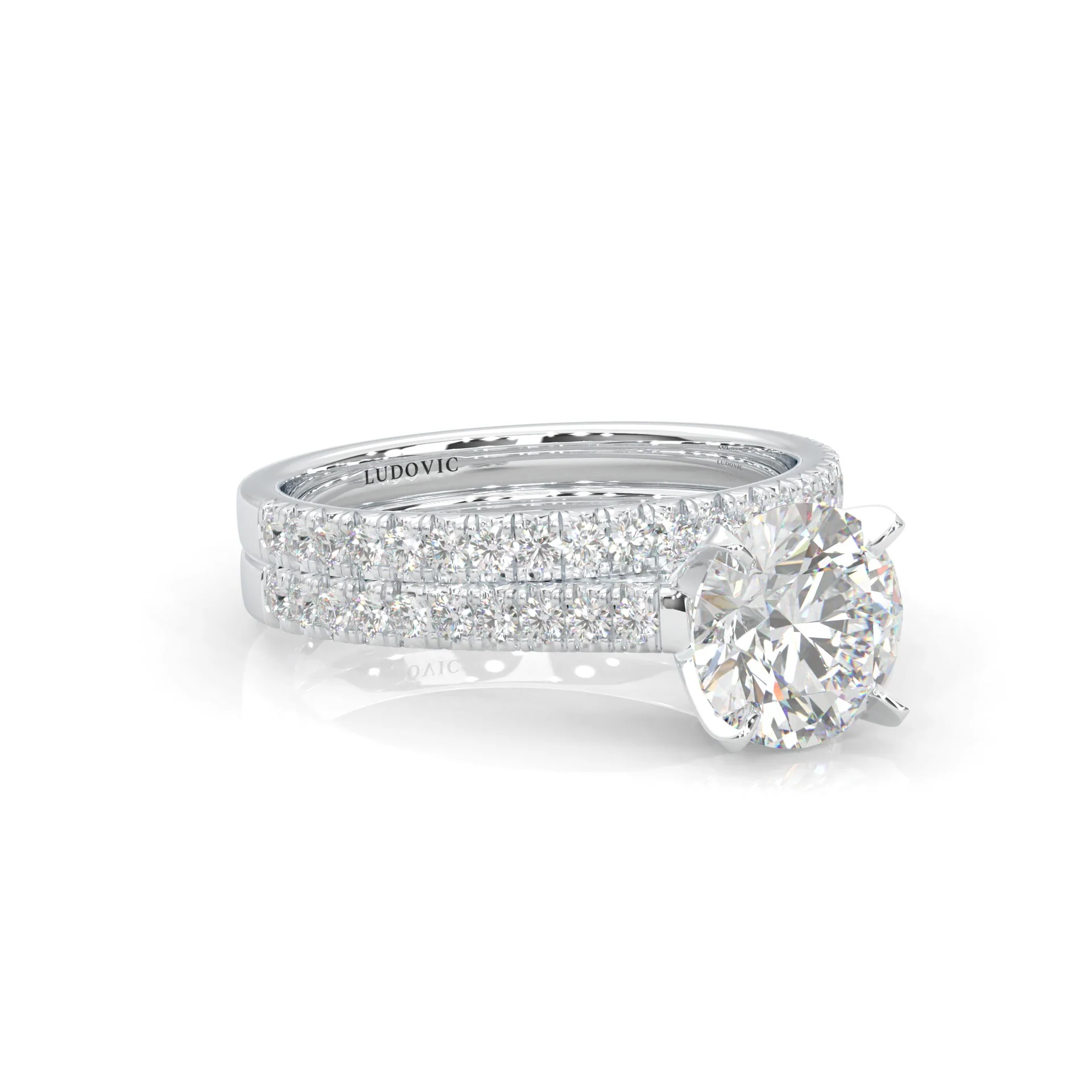 French Four Claw Wedding Set (14k Solid Gold) - Image 3