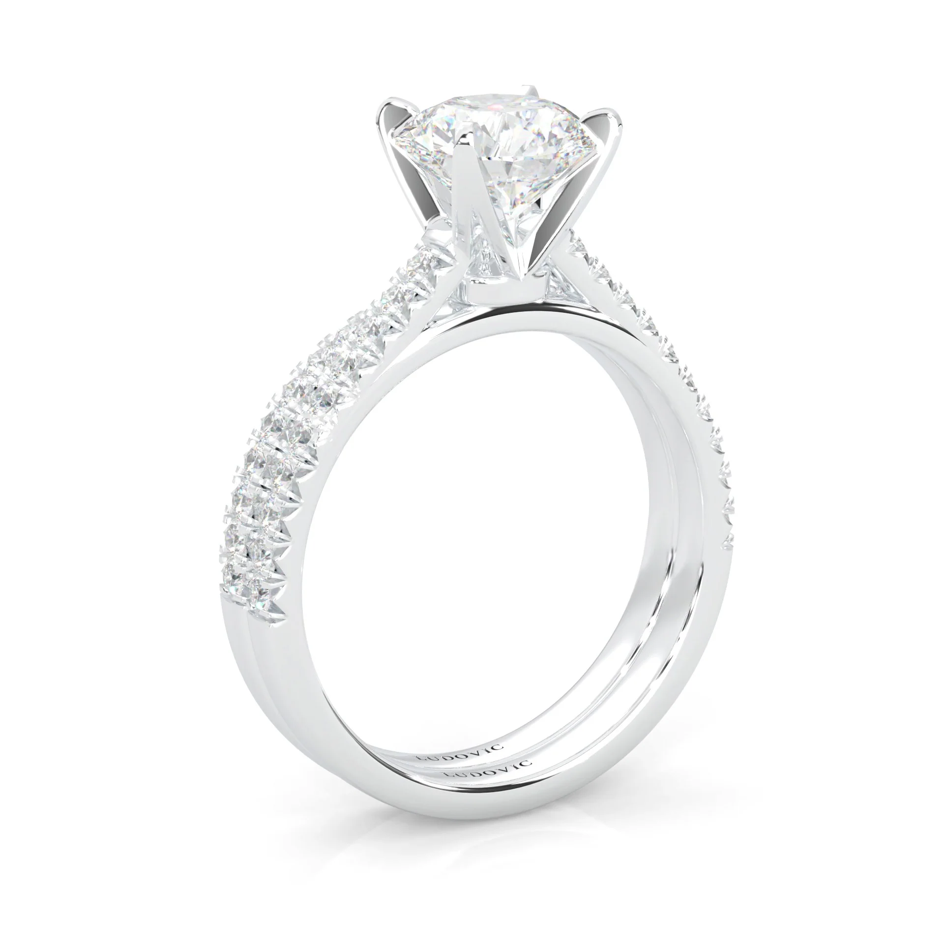 French Four Claw Wedding Set (14k Solid Gold) - Image 6