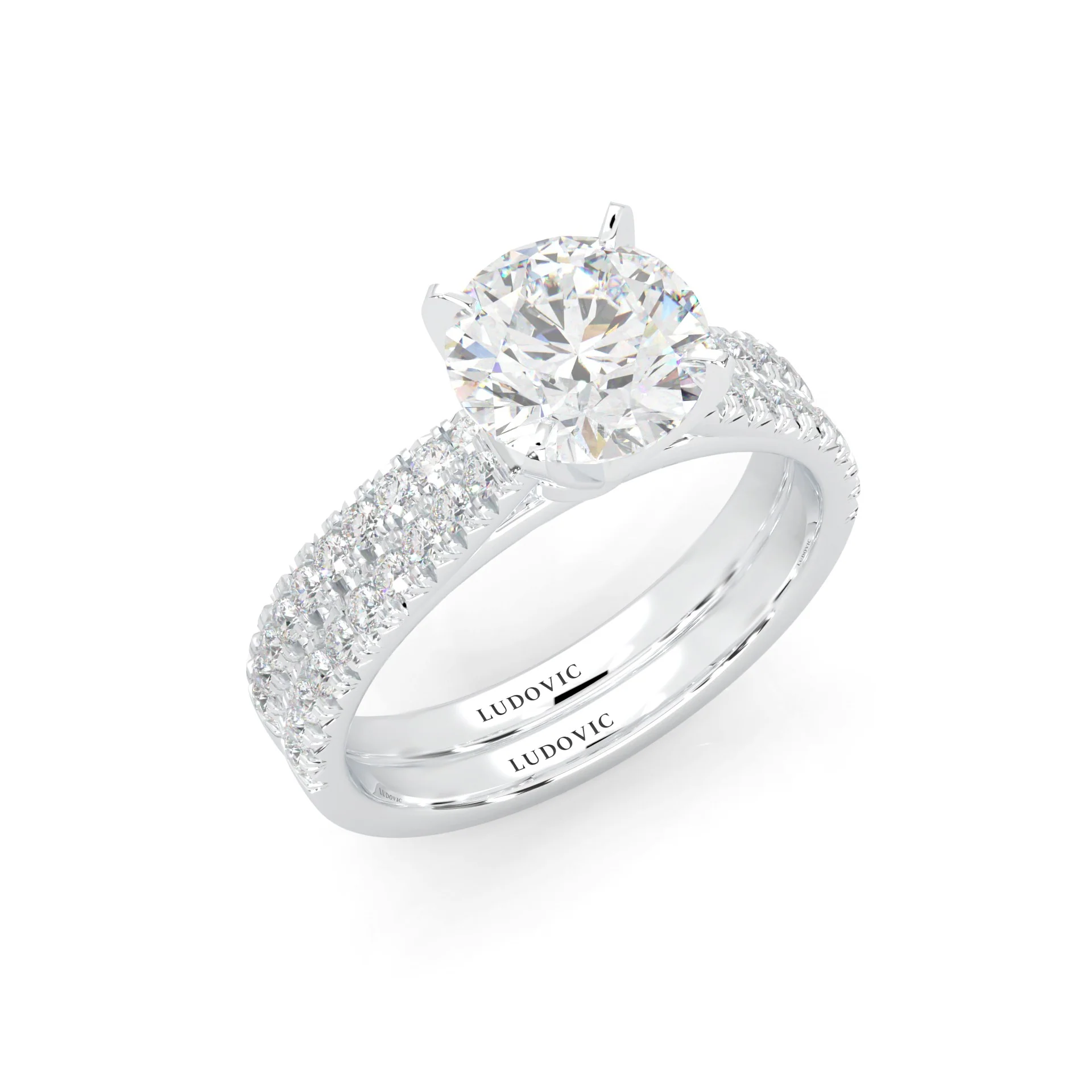 French Four Claw Wedding Set (14k Solid Gold) - Image 7