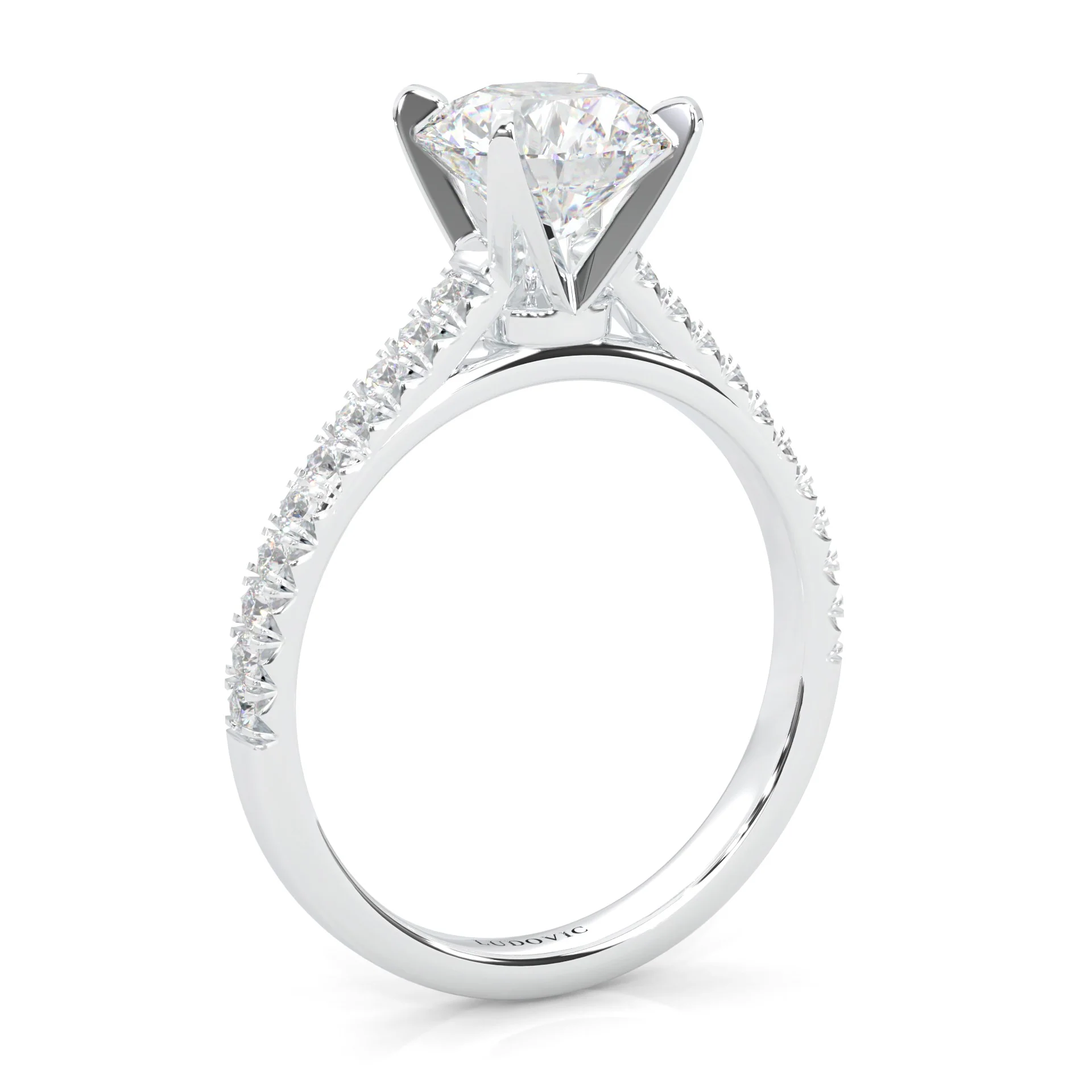 French Four Claw Wedding Set (14k Solid Gold) - Image 9