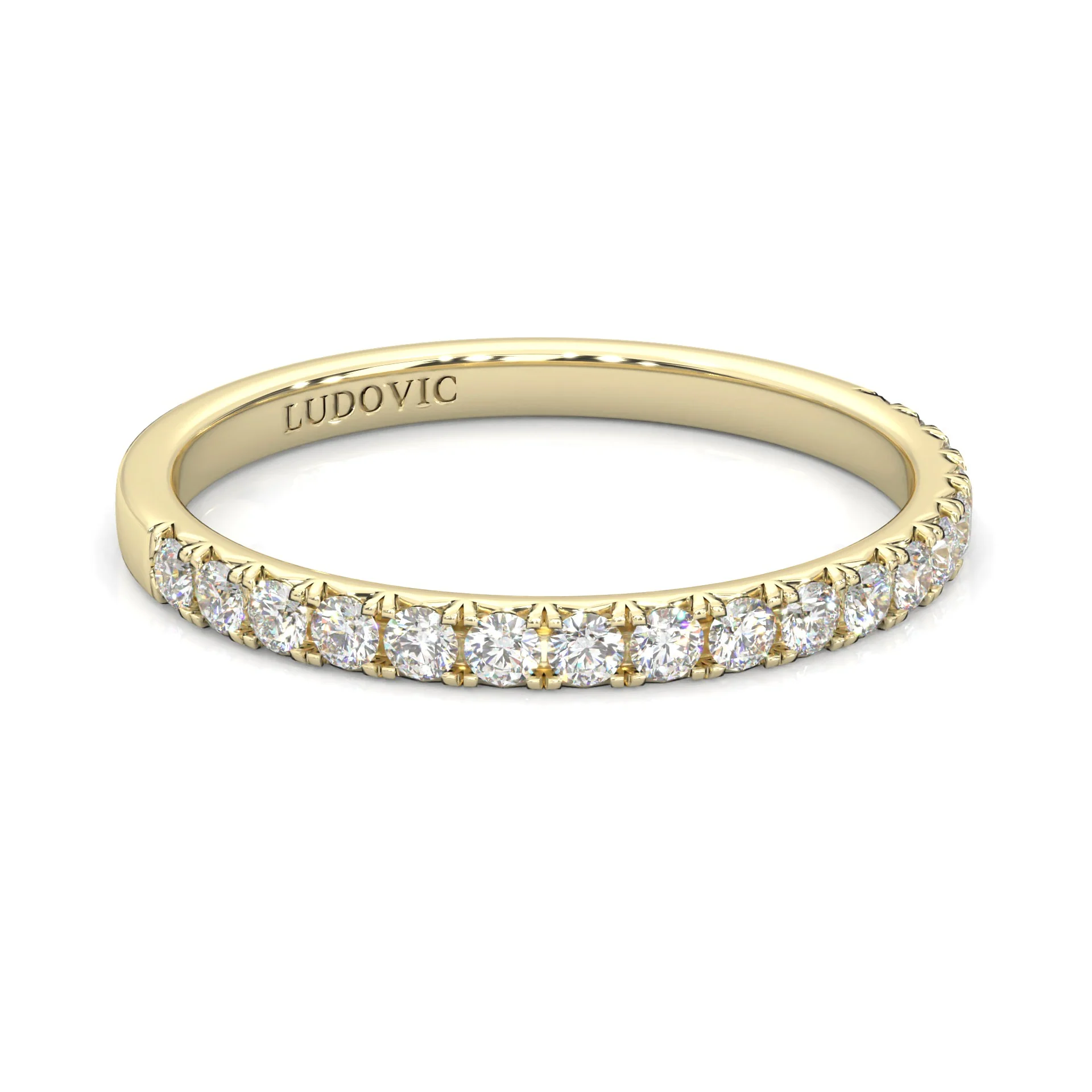 French Four Claw Wedding Band ( Yellow Gold ) - Image 2