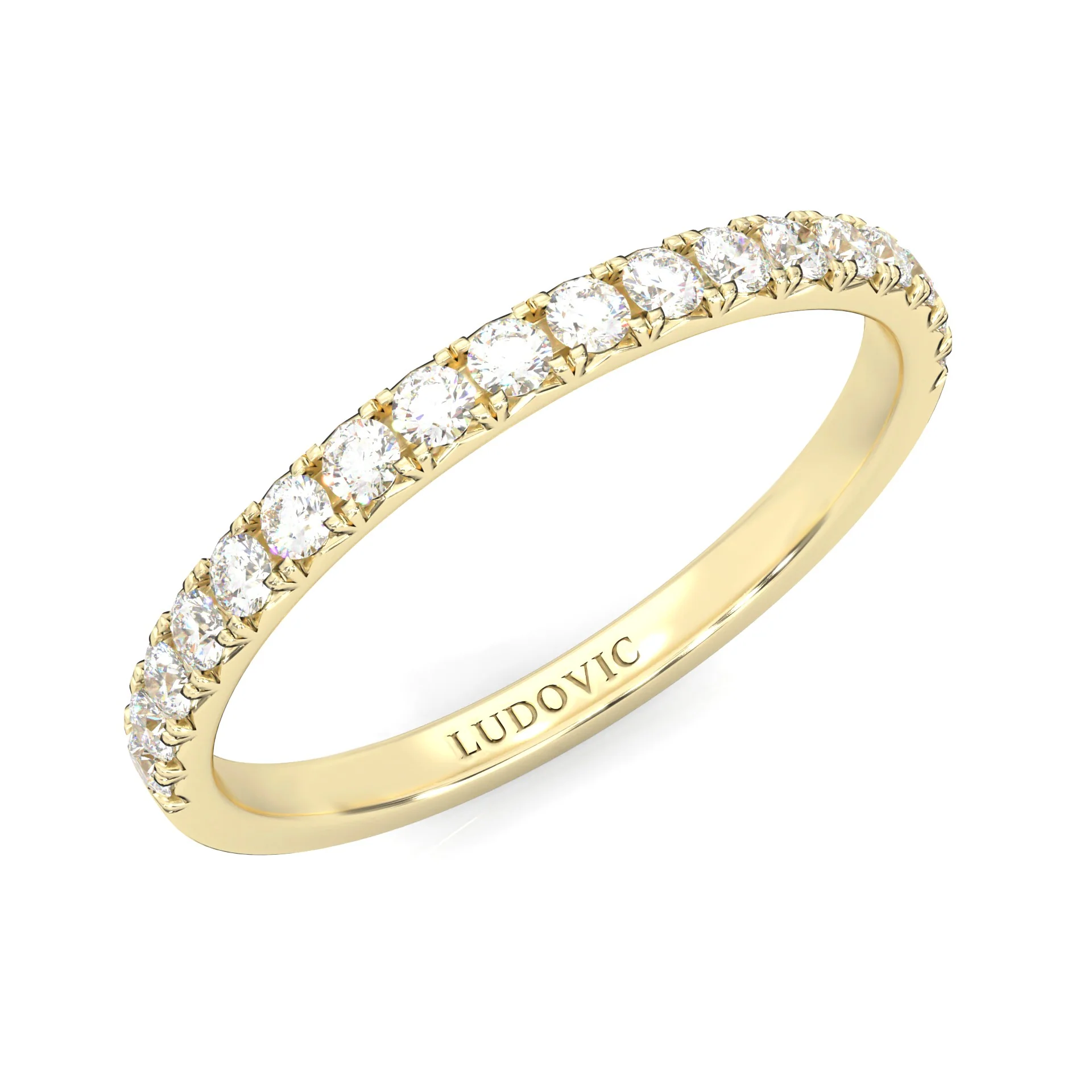 French Four Claw Wedding Band ( Yellow Gold ) - Image 6