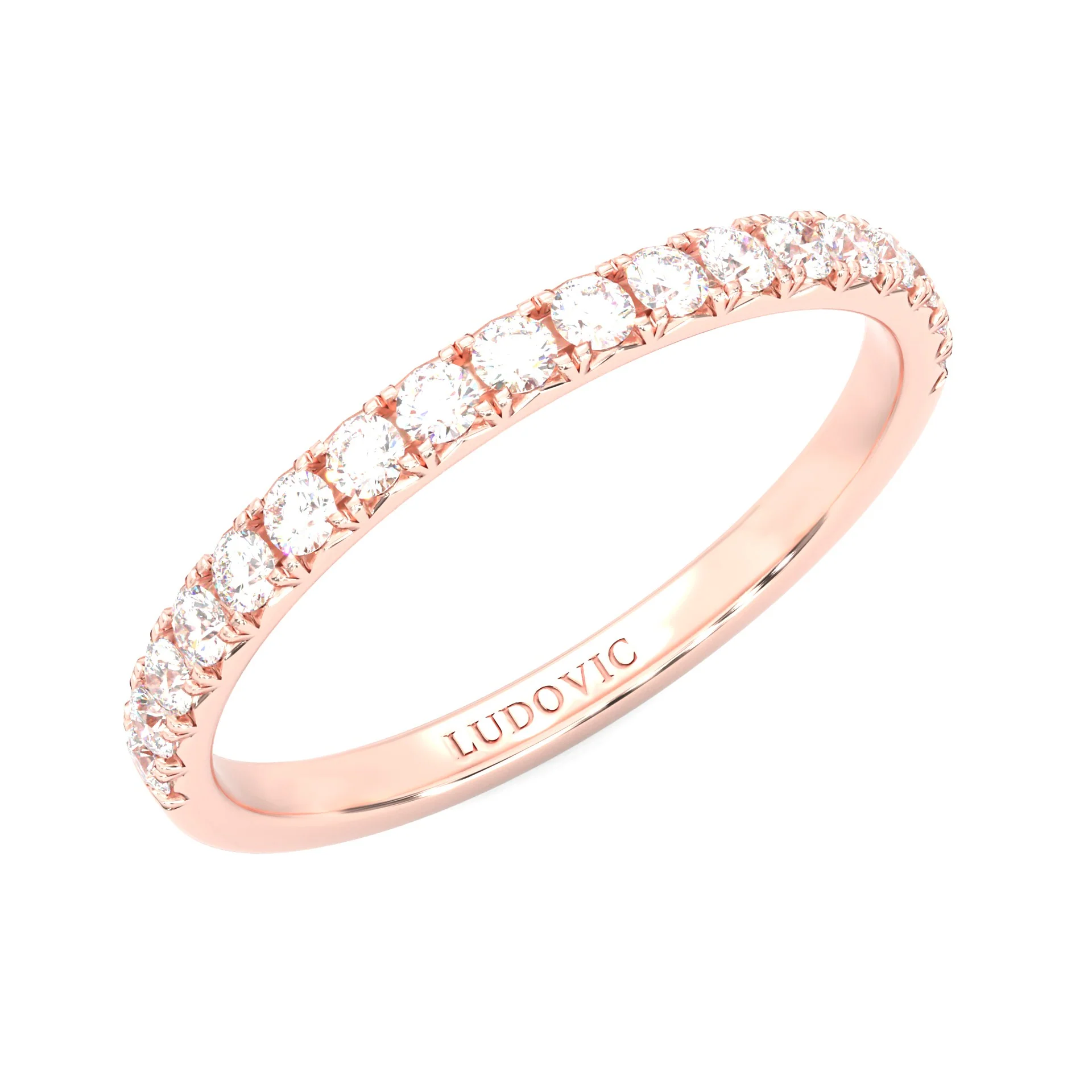 French Four Claw Wedding Set (14k Solid Rose Gold) - Image 15