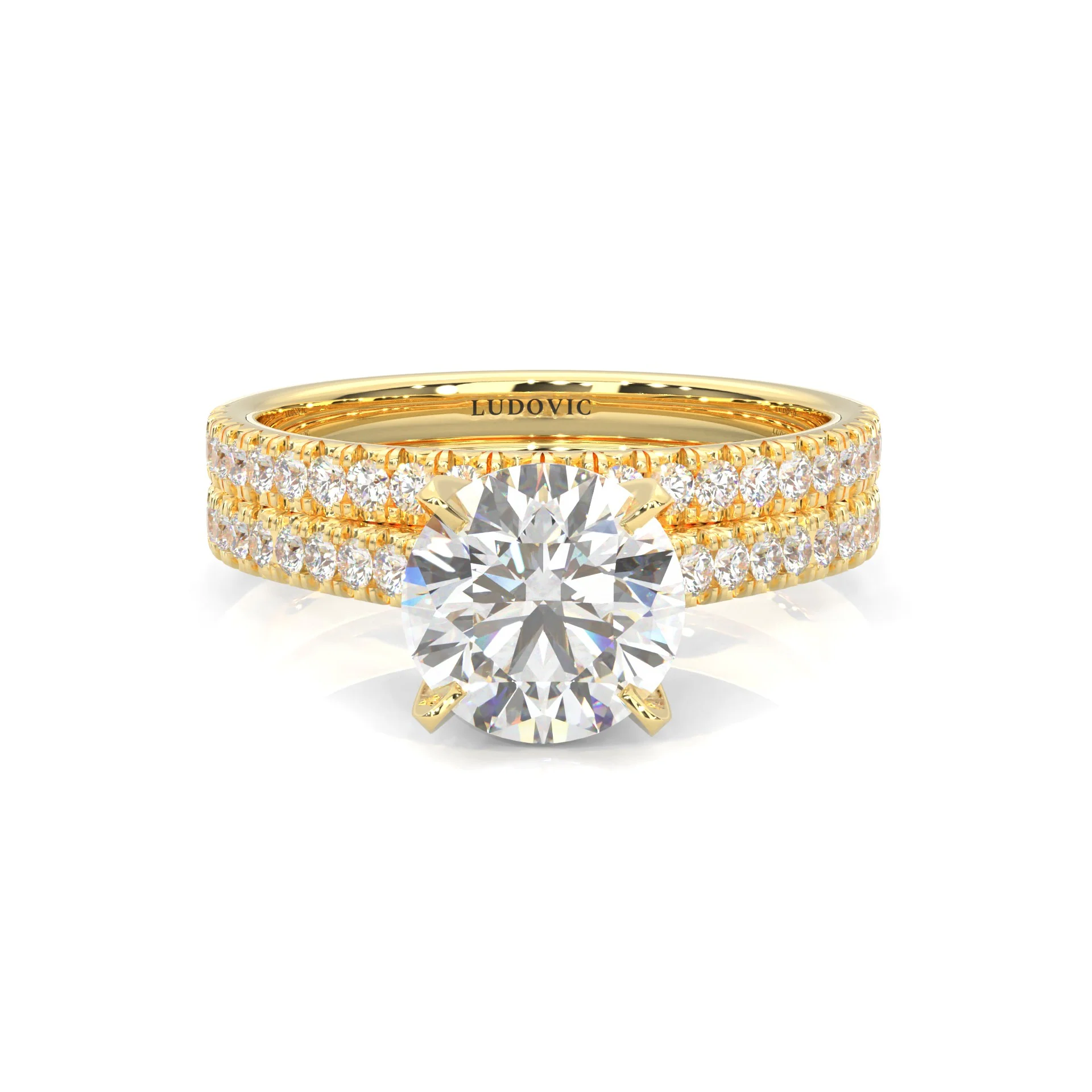 French Four Claw Wedding Set (14k Solid Yellow Gold)