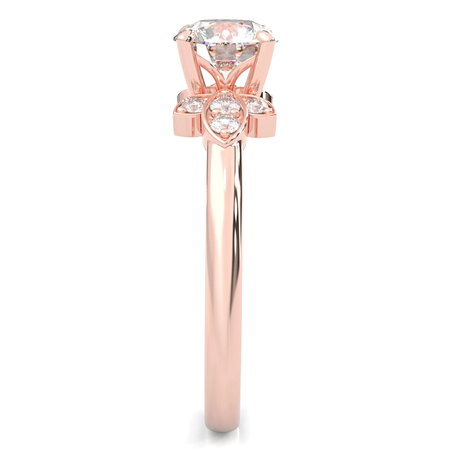 la Tiare d'Ombre Moissanite Engagement Ring ( Rose Gold 14K ) - Image 4