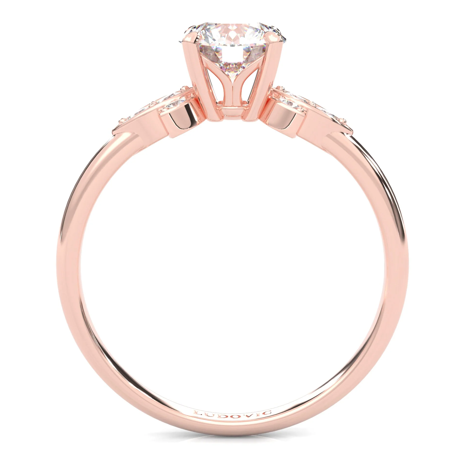 la Tiare d'Ombre Moissanite Engagement Ring ( Rose Gold 14K ) - Image 6