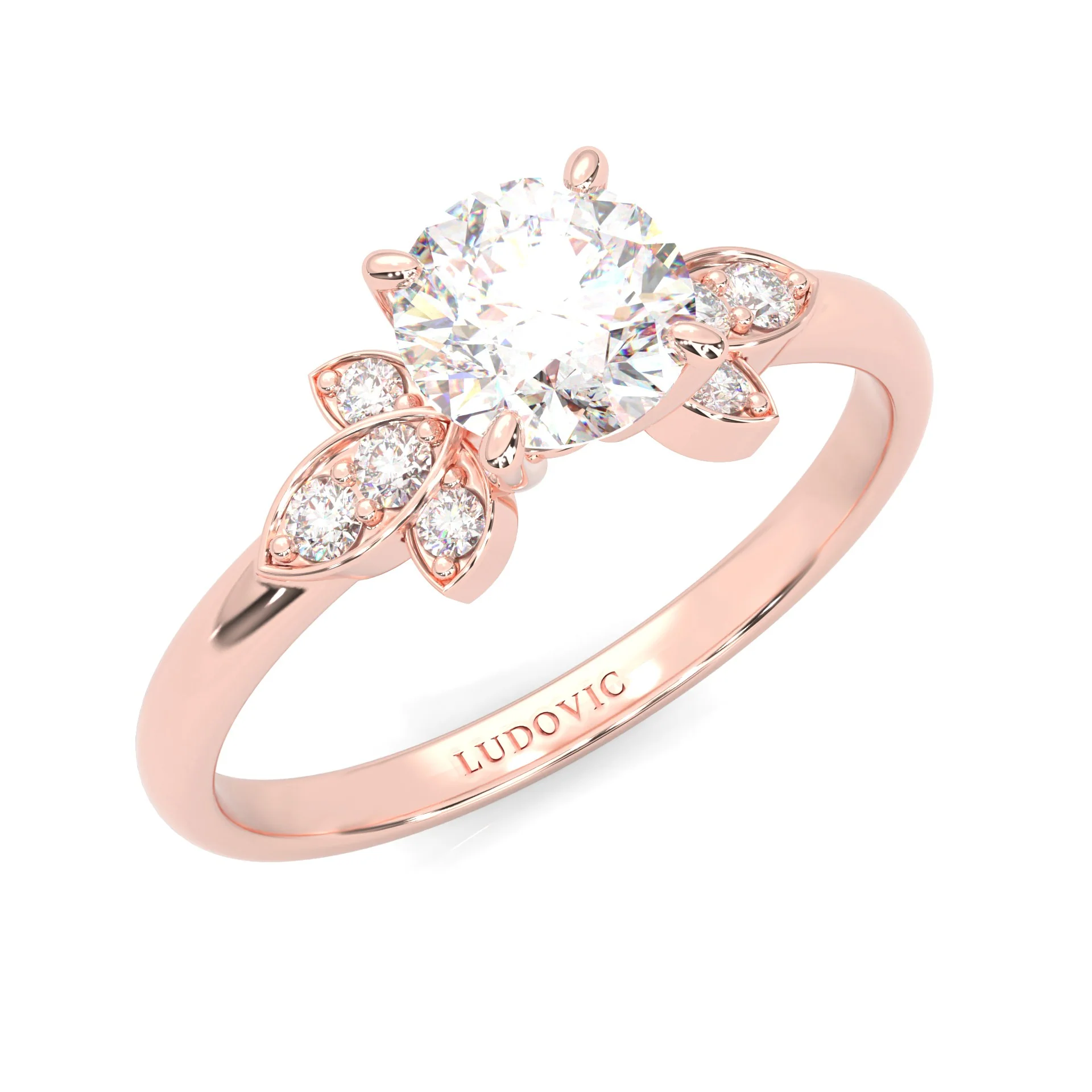 la Tiare d'Ombre Moissanite Engagement Ring ( Rose Gold 14K ) - Image 7